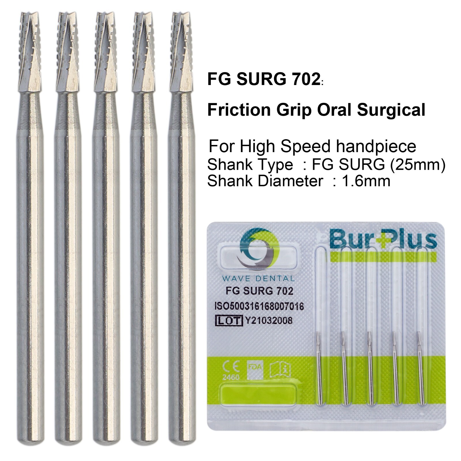 Wave Dental Surgical Bur Round Long 25mm Carbide Bur Friction Grip FG High Speed