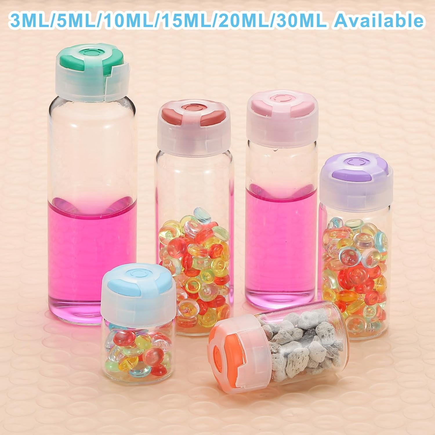 3Ml Clear Glass Sample Vials, 10Pcs Small Liquid Bottles with Locking Cap and Se