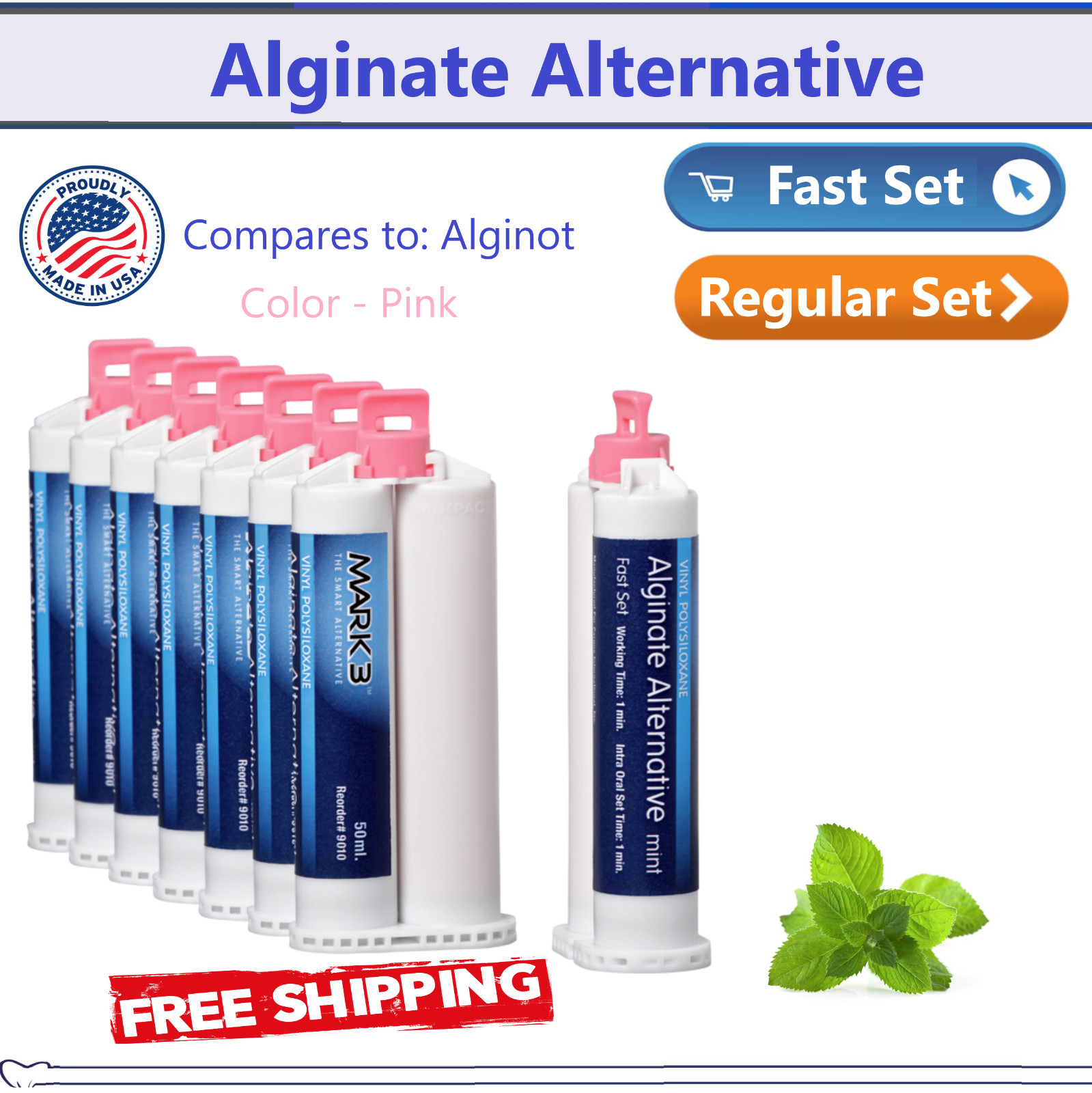 Alginate Substitute Alternative Upto 8 x 50mL Cartridges, Fast Set – Regular USA