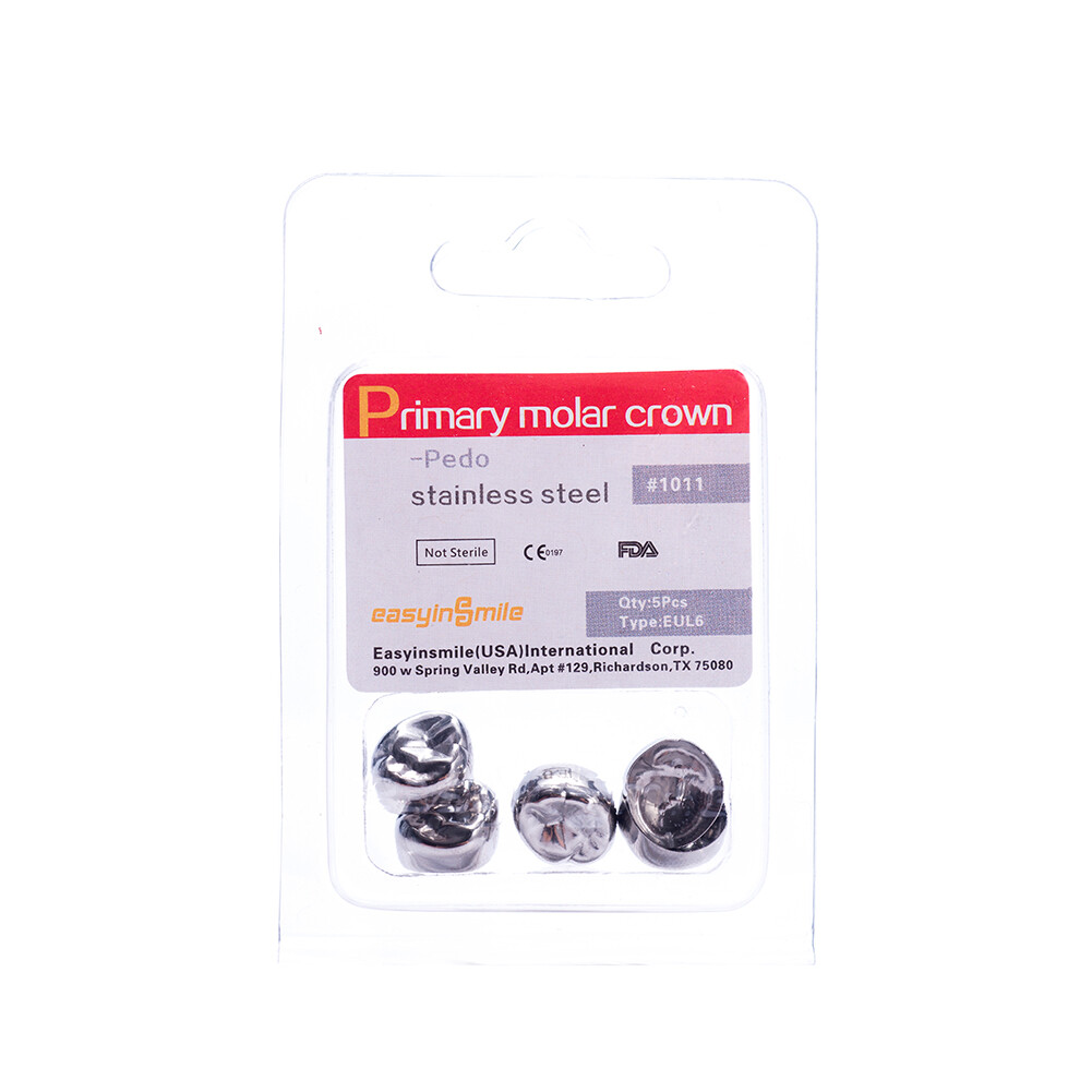 Dental D Primary E Molar Kids Crowns Stainless Steel Primary Crown Pediatric 5Pc
