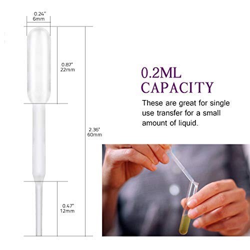 moveland 0.2ml Plastic Mini Transfer Pipettes for Liquid 0.2 ml, Clear