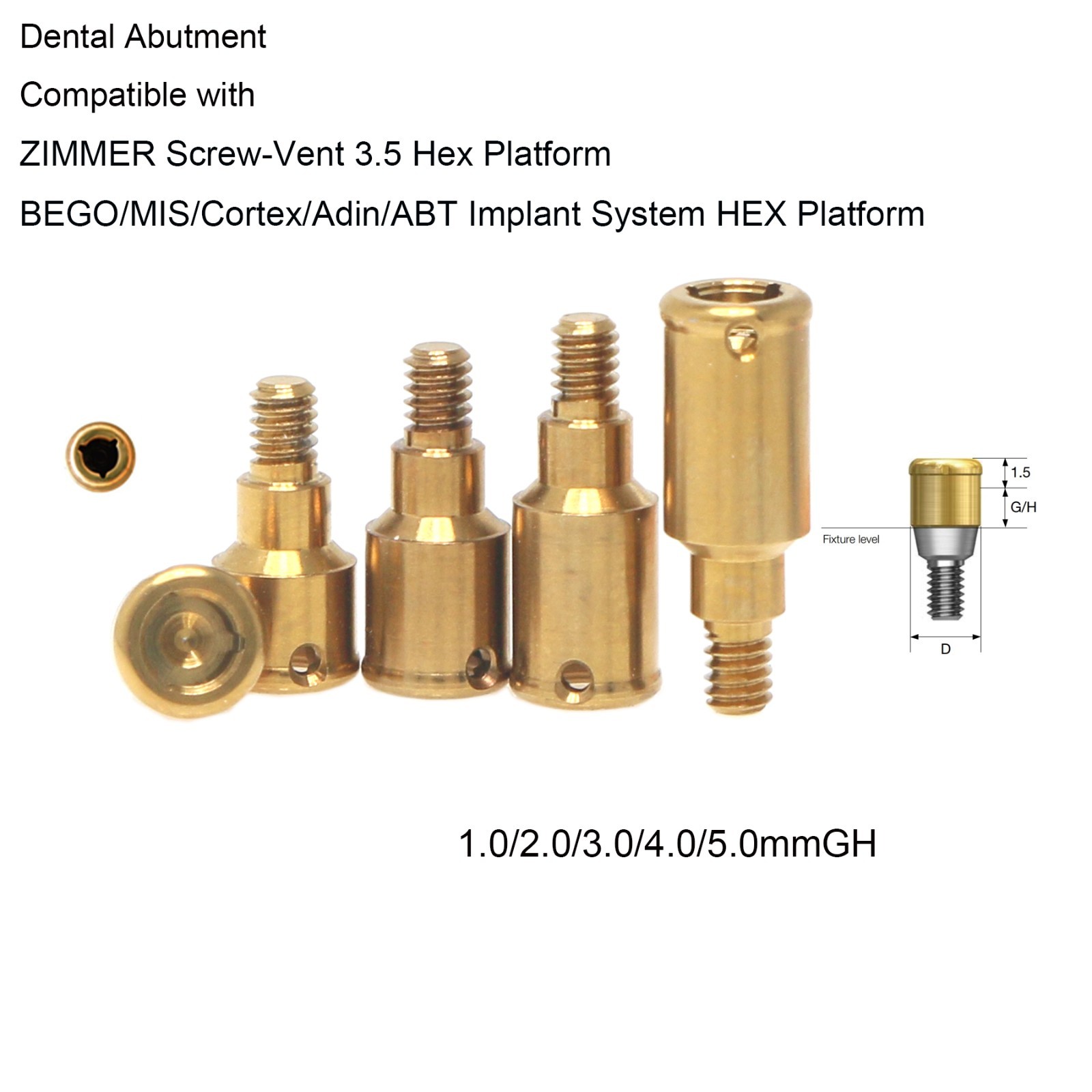 Zest Locator Abutment for ZimVie Zimmer TSV3.5mm Internal Hex Dental Overdenture