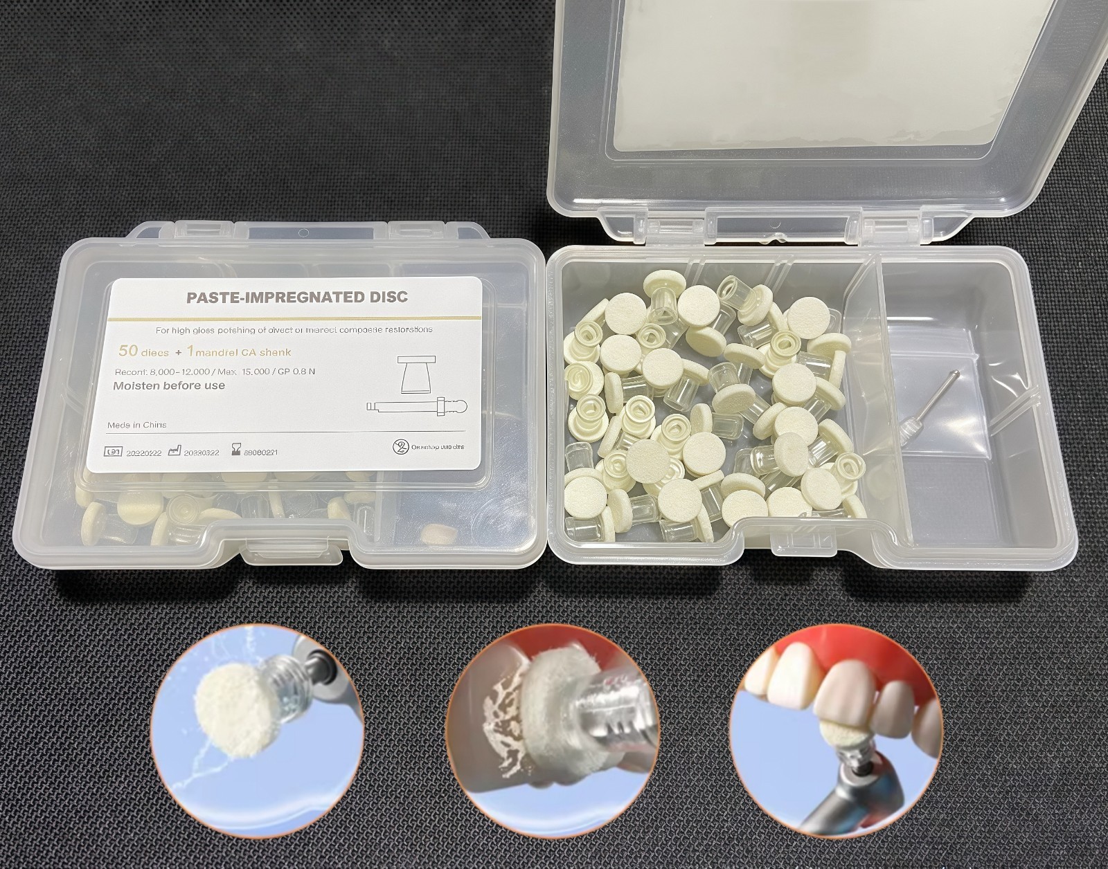 50Pcs Dental Composite Polishing Disc Kit Paste-Impregnated Finishing Mandrel