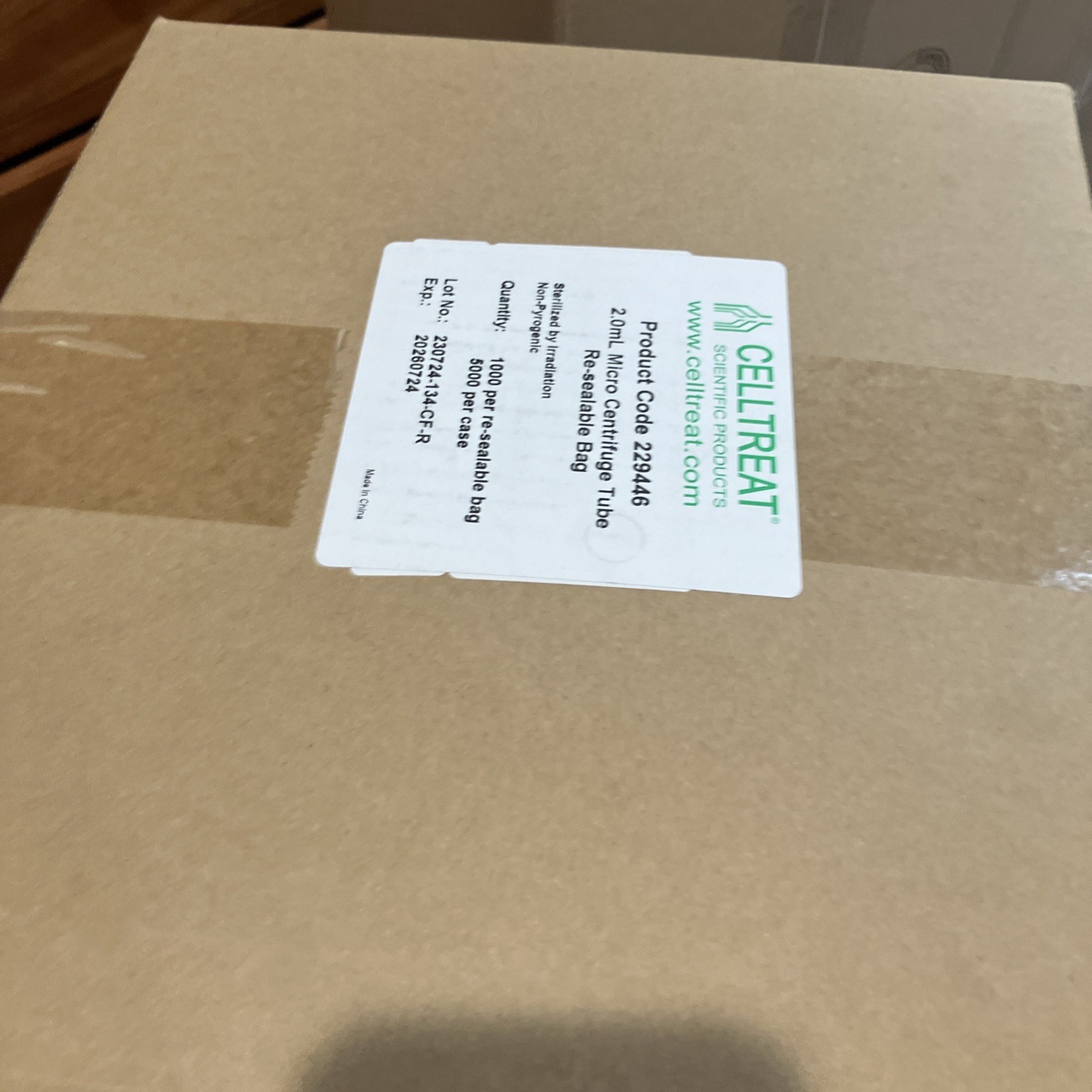 NEW CELLTREAT 229446 2.0 Micro Centrifuge Tube 1CS/5000. SHORT DATED Exp. 07/26.