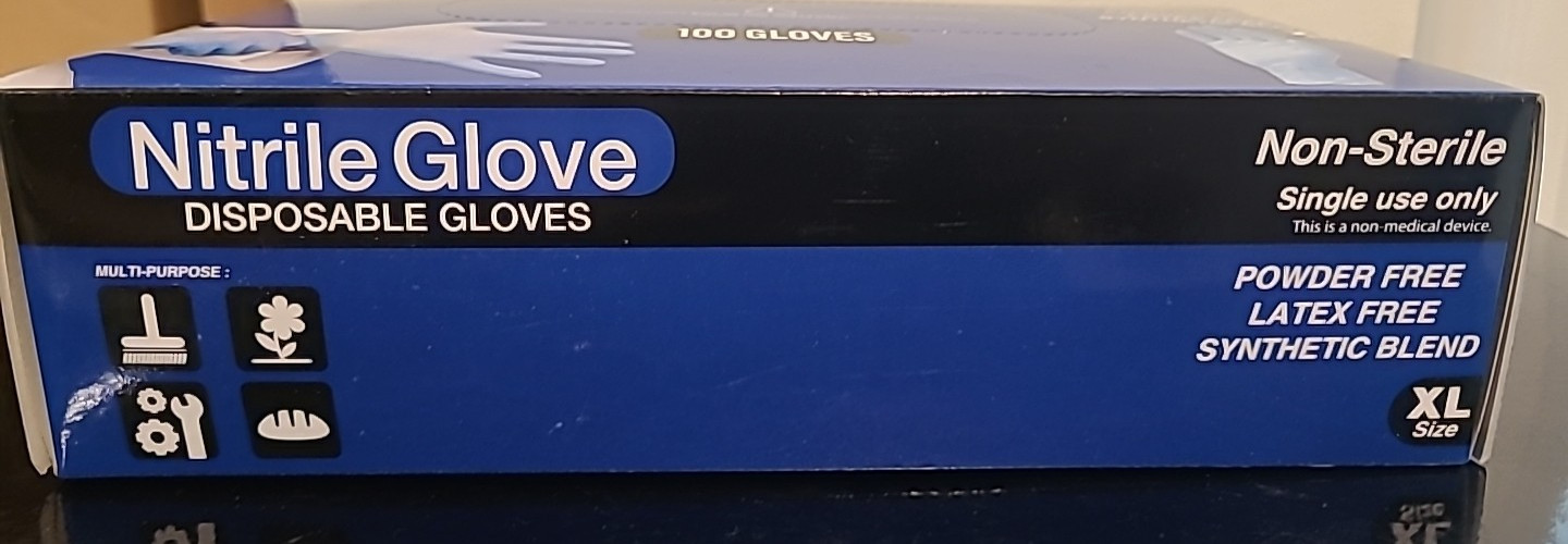 New in Box NITRILE GLOVES CASE (100) pieces size XL x-large Powder Free BLUE