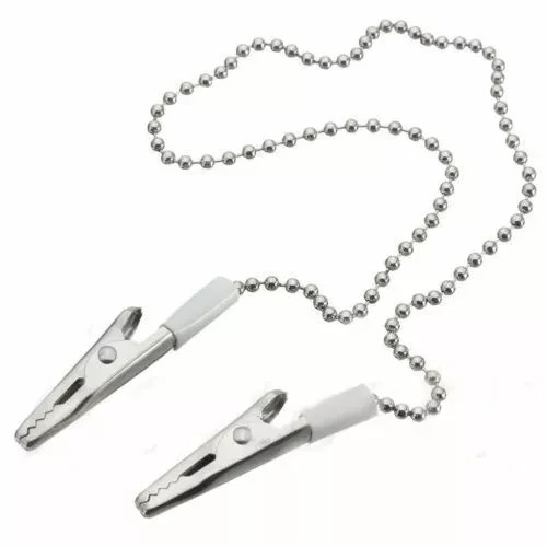 1-100 Dental Bib Holder Clip Metal Chain Black Flexible Crocodile Clip 40cm