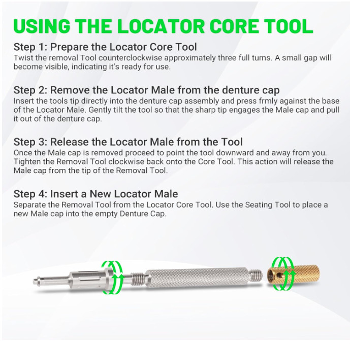 Zest Classic LOCATOR Core Tool for Legacy Locator Retention Cap Abutment Driver