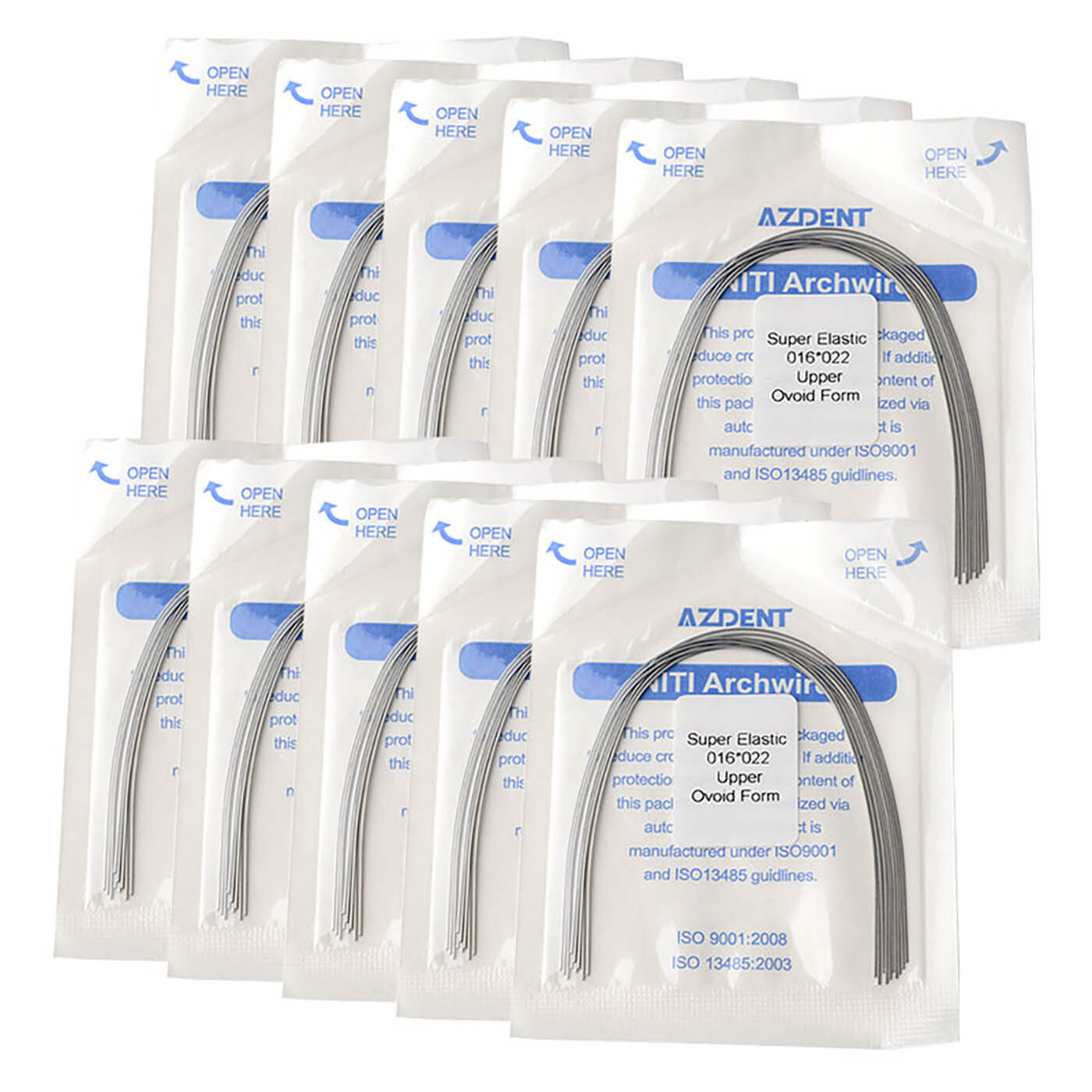 10 Pack AZDENT Dental Orthodontic Arch Wire Niti Super Elastic Rectangular Ovoid