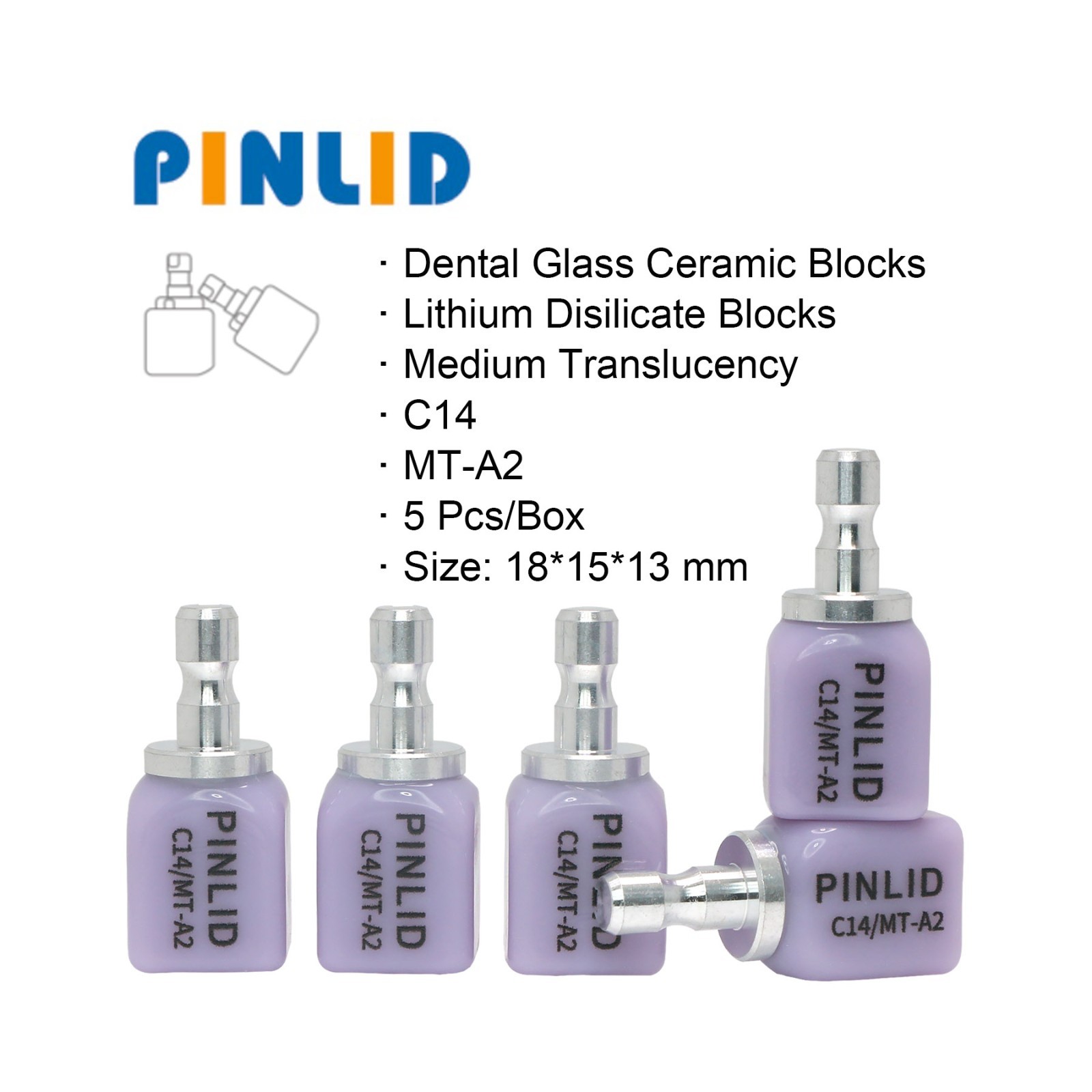 US Stock C14 MT-A2 Dental Glass Ceramic Lithium Dislicate CAD/CAM Cerec Blocks