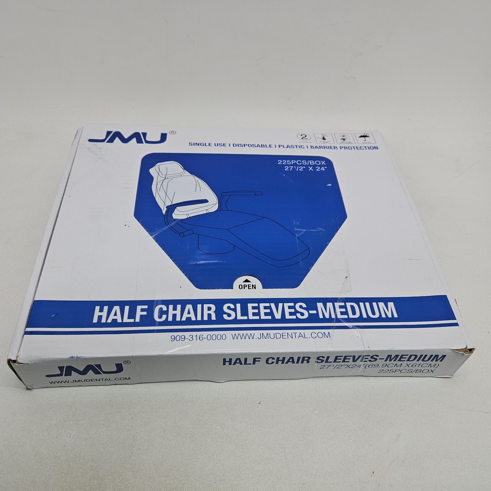 225 JMU Dental Half Chair Cover Sleeves Size 27.5″x 24″Medium Disposable Plastic