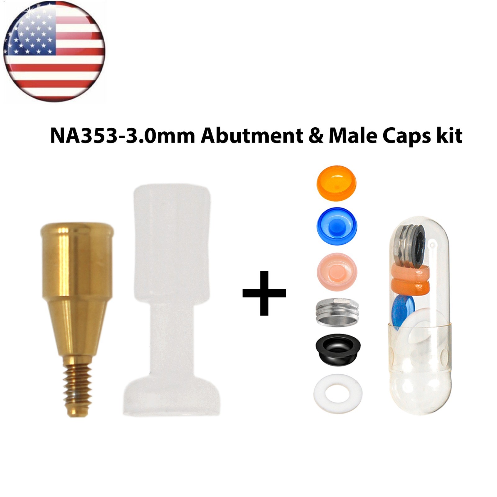 US For Nobel Active Locator Attachment Abutment NP/RP 1-5mm & Male Cap Inserts