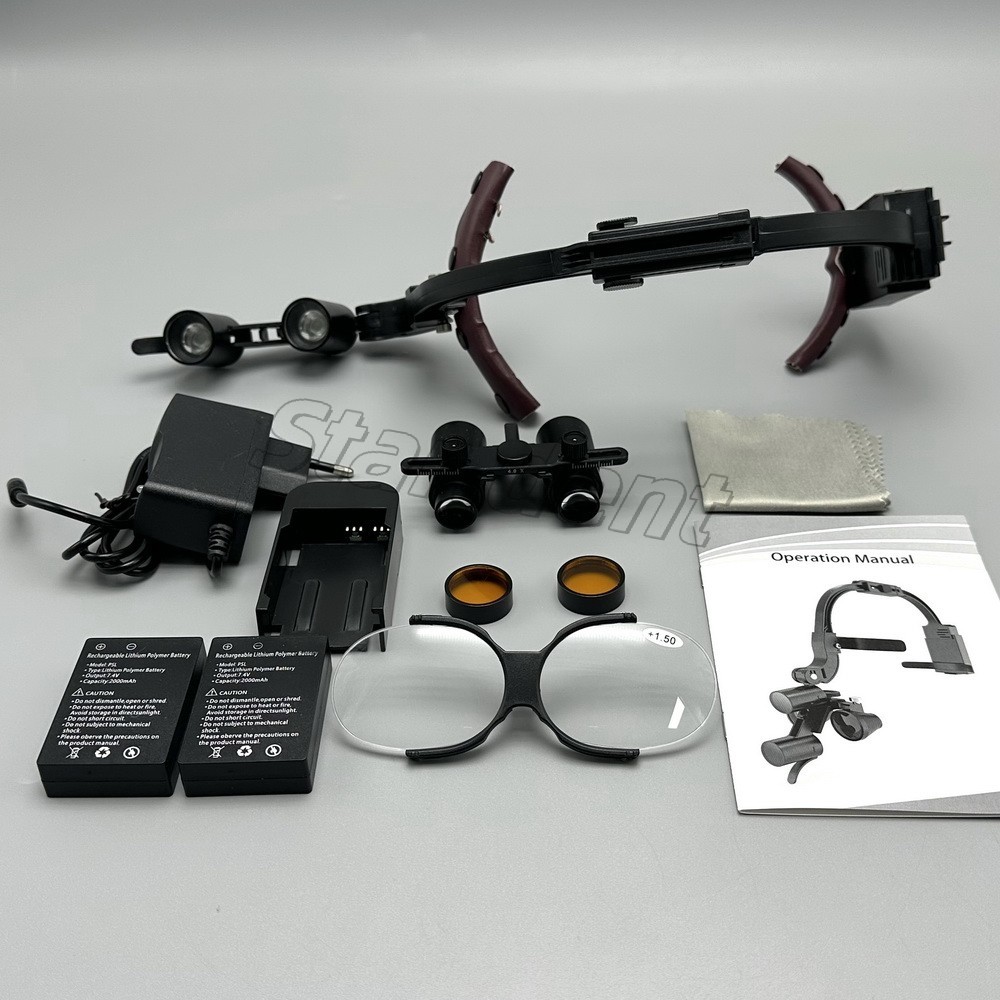 Dental 3.5X Surgical Binocular Loupes Headband Magnifier LED Headlight US/EU