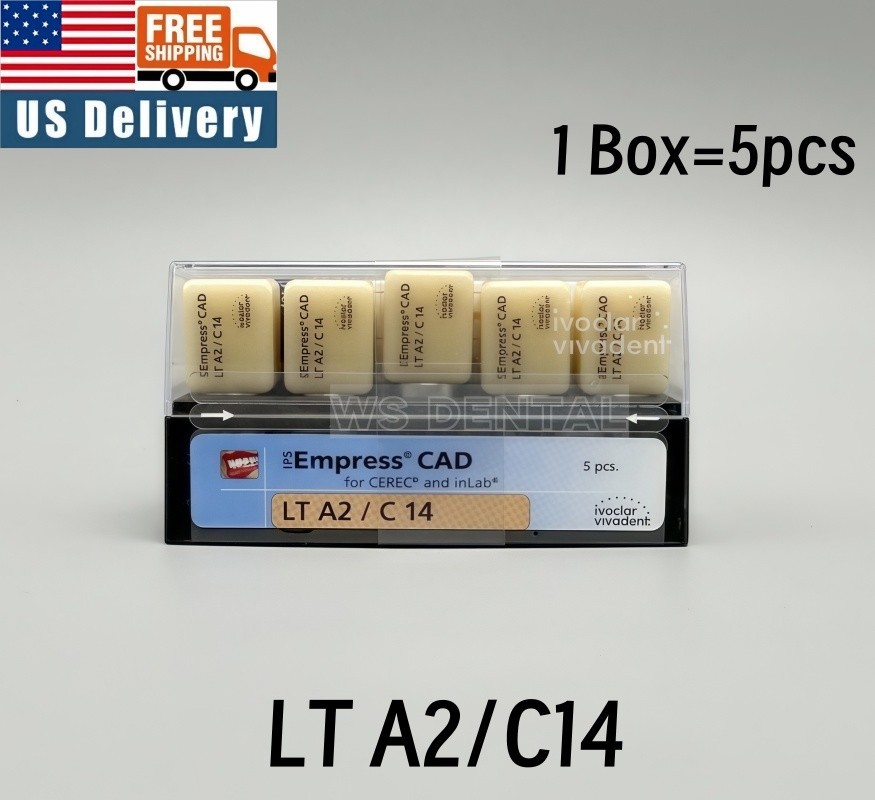 C14 Empress Dental LT A2/C14 Glass Ceramic Lithium Dislicate CAD Cerec Blocks *5