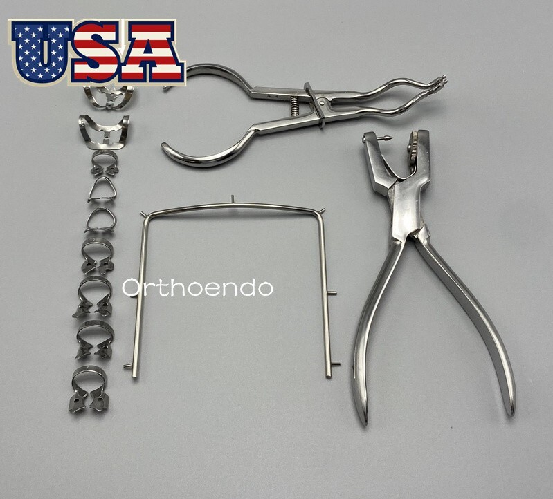 Rubber Dam Starter Kit w Frame Punch Clamps Dental Orthodontic Rubber Dam Sheets