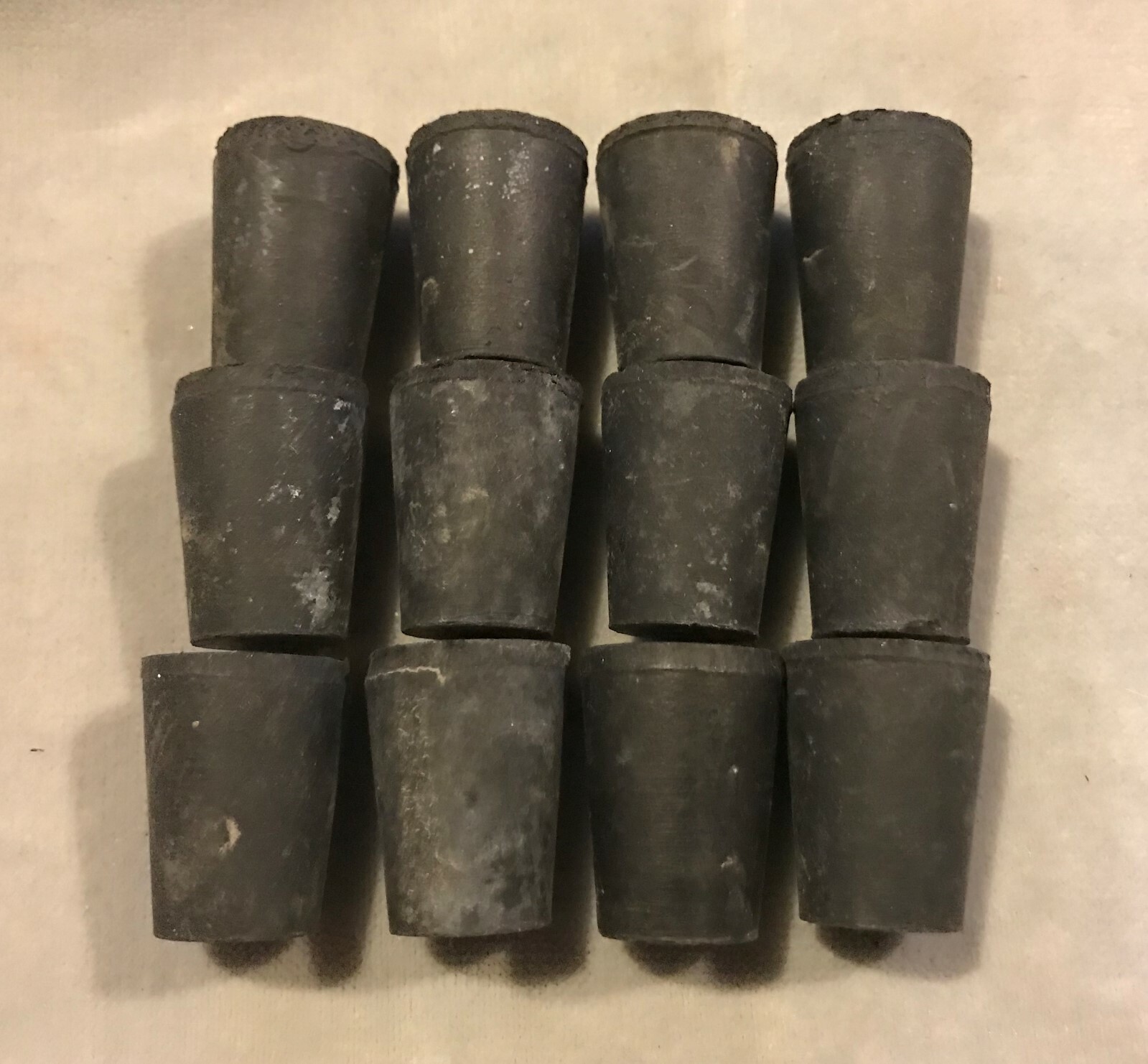 Lot of 12 #1 Rubber Stoppers with hole; Pre-owned