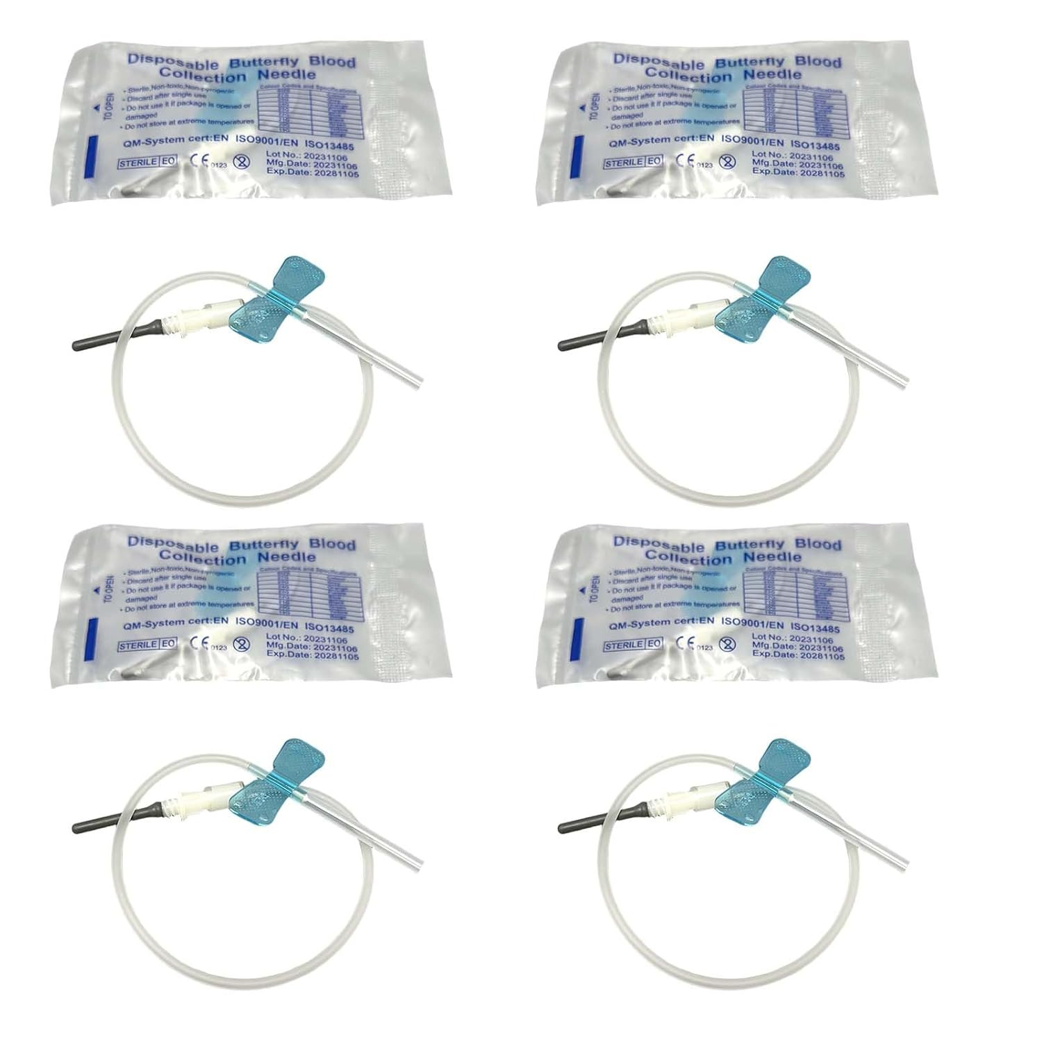 50Pcs Butterfly Needles,Collection Needle,23-Sterile Individual Packaging for La