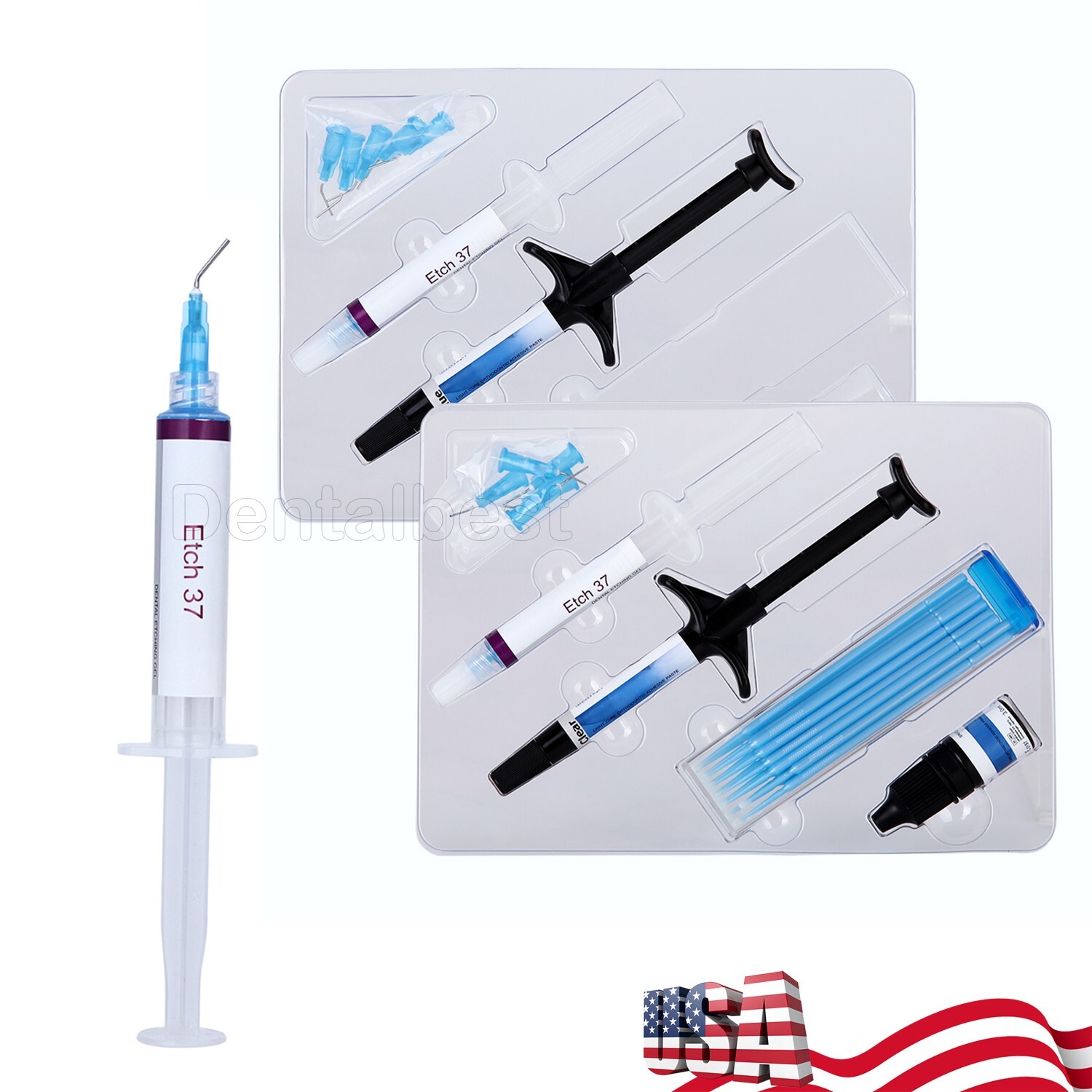 Dental Orthodontic Light Cure Adhesive Paste Acid Etchant Bonding Blue Glue Kits