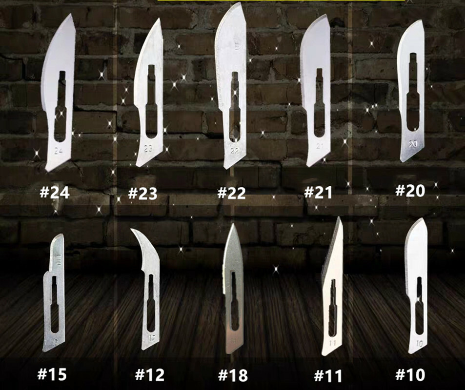 50pcs Dental Medical Sterile Surgical Blades Dental Knife 10Sizes+Handle X1