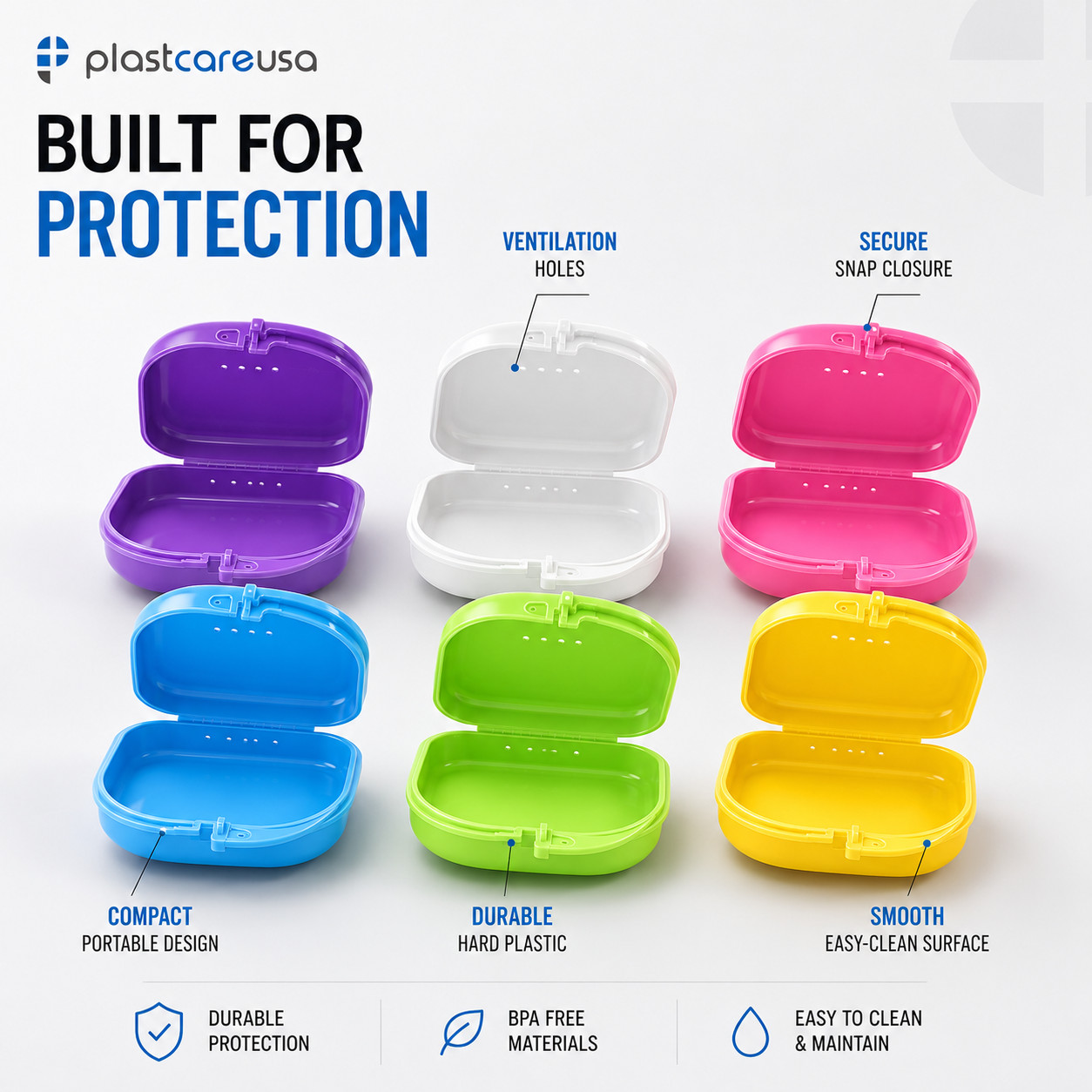 Sealed Assorted Dental Retainer Boxes Denture Case, Mouthguard Containers