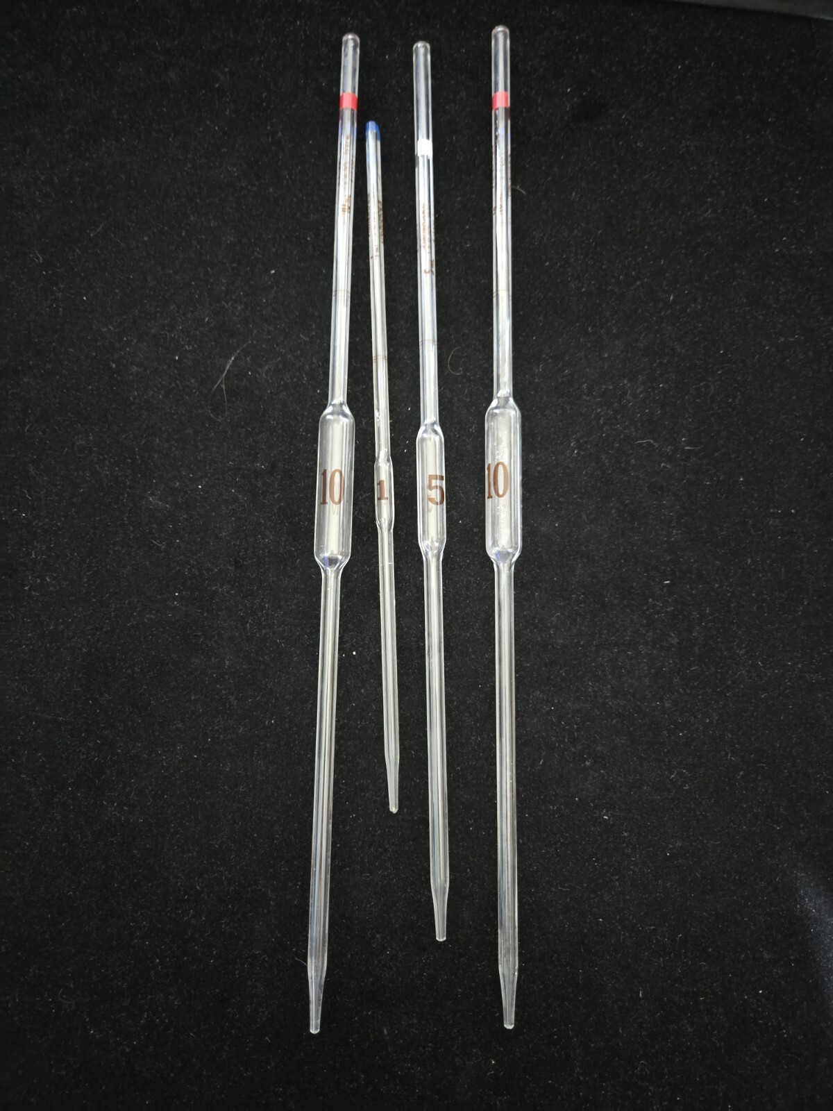 Lot 4 FISHER Glass Bulb Reusable Volumetric Pipette Pipet 10ml 5ml 1ml