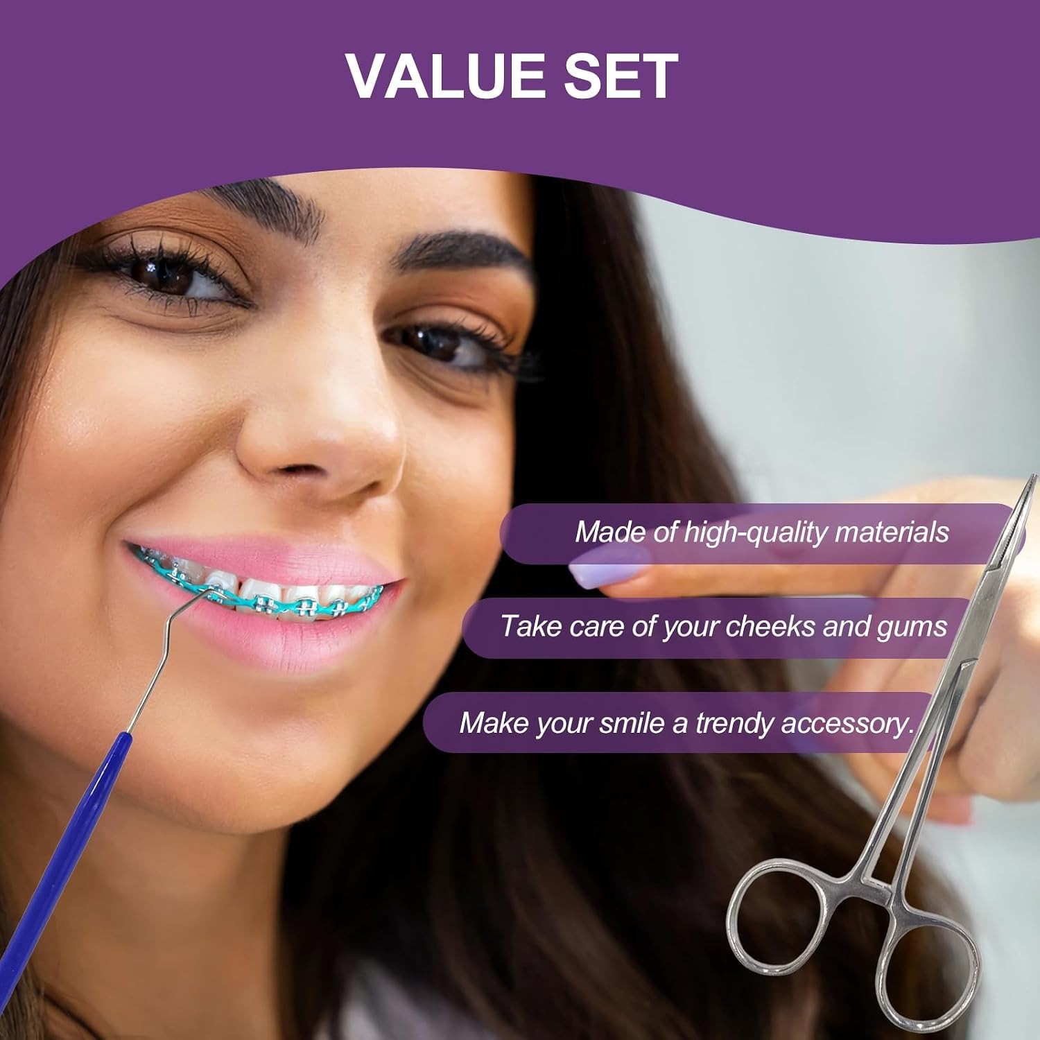 24 Pieces Colorful Power Chain Set Continuous for Braces, Fashion Dental Care…