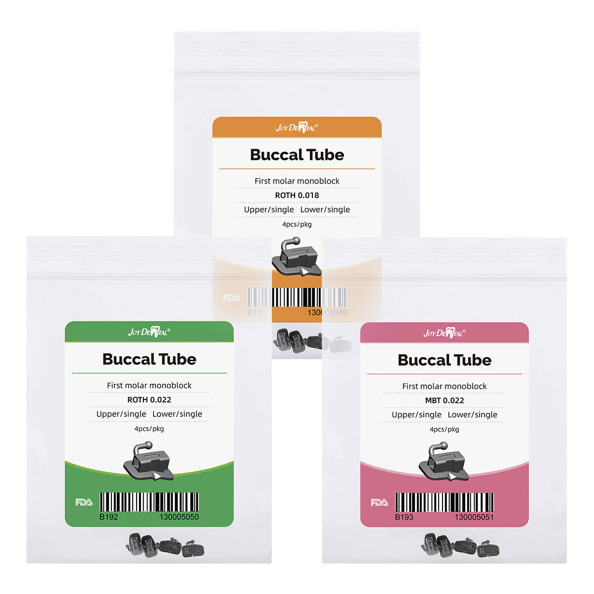 Tubos Bucales adheribles para ortodoncia Dental Roth MBT 022/18 1er Molar AZDENT