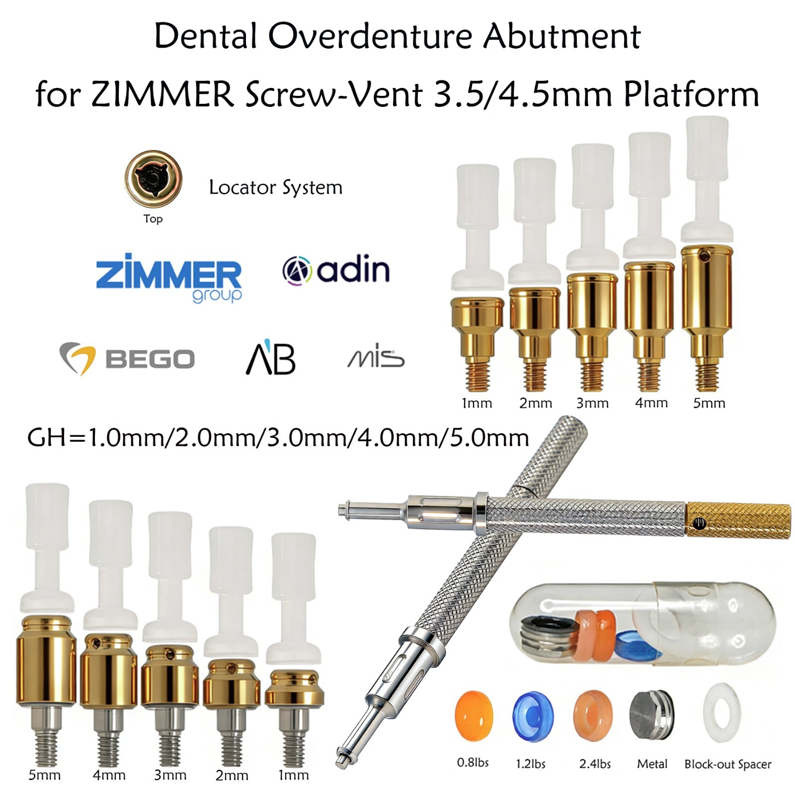 US Zest Locator Abutment for Zimmer Screw Vent 3.5/4.5 Platform and compatibles