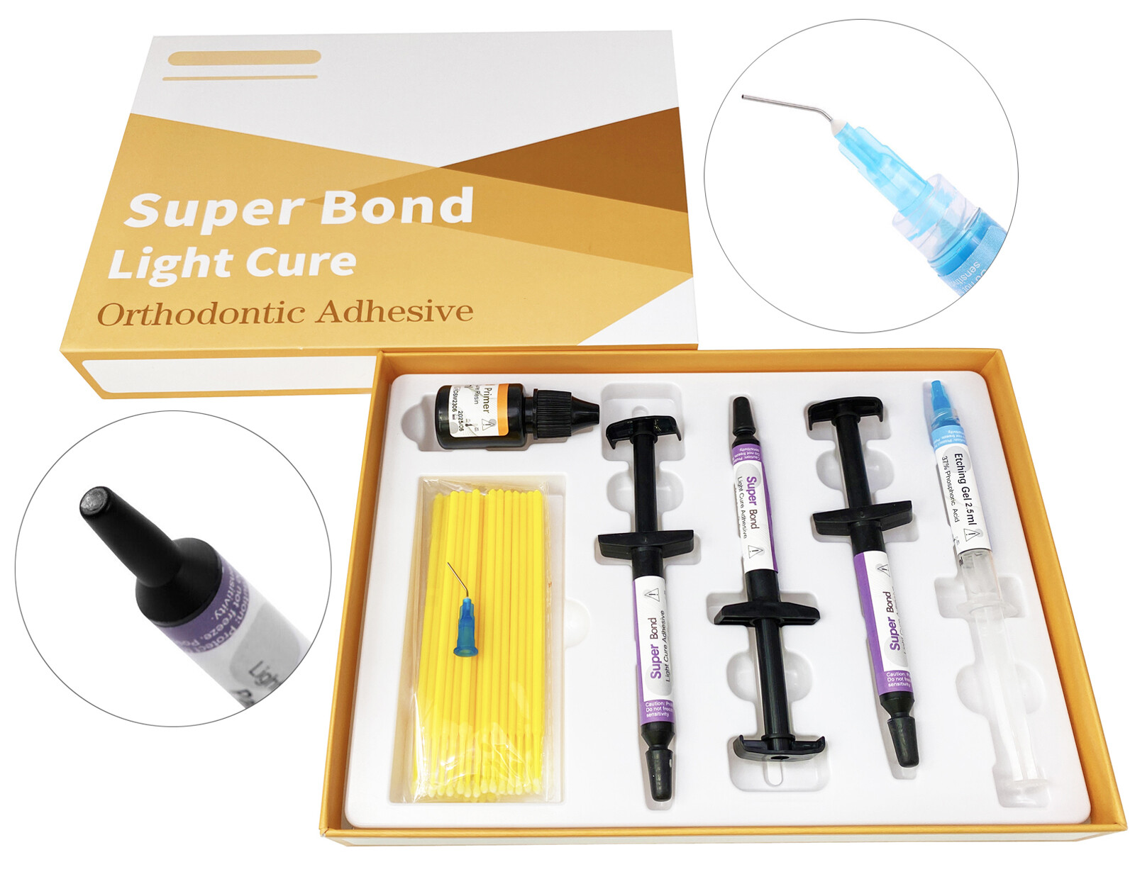 Dental orthodontic Adhesive Super Bond light cure paste, primer, etching