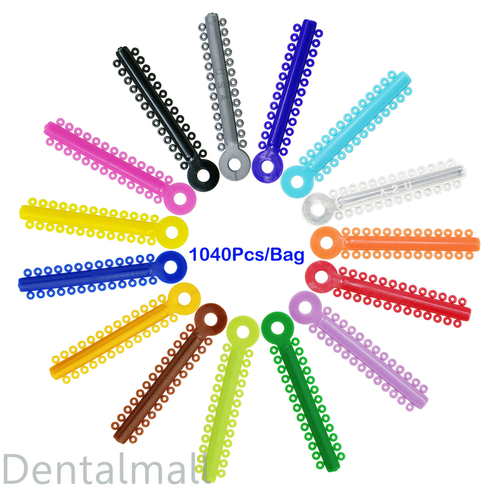 1040 Pcs Dental Orthodontic Elastic Ligature Ties Rubber Bands for Brackets