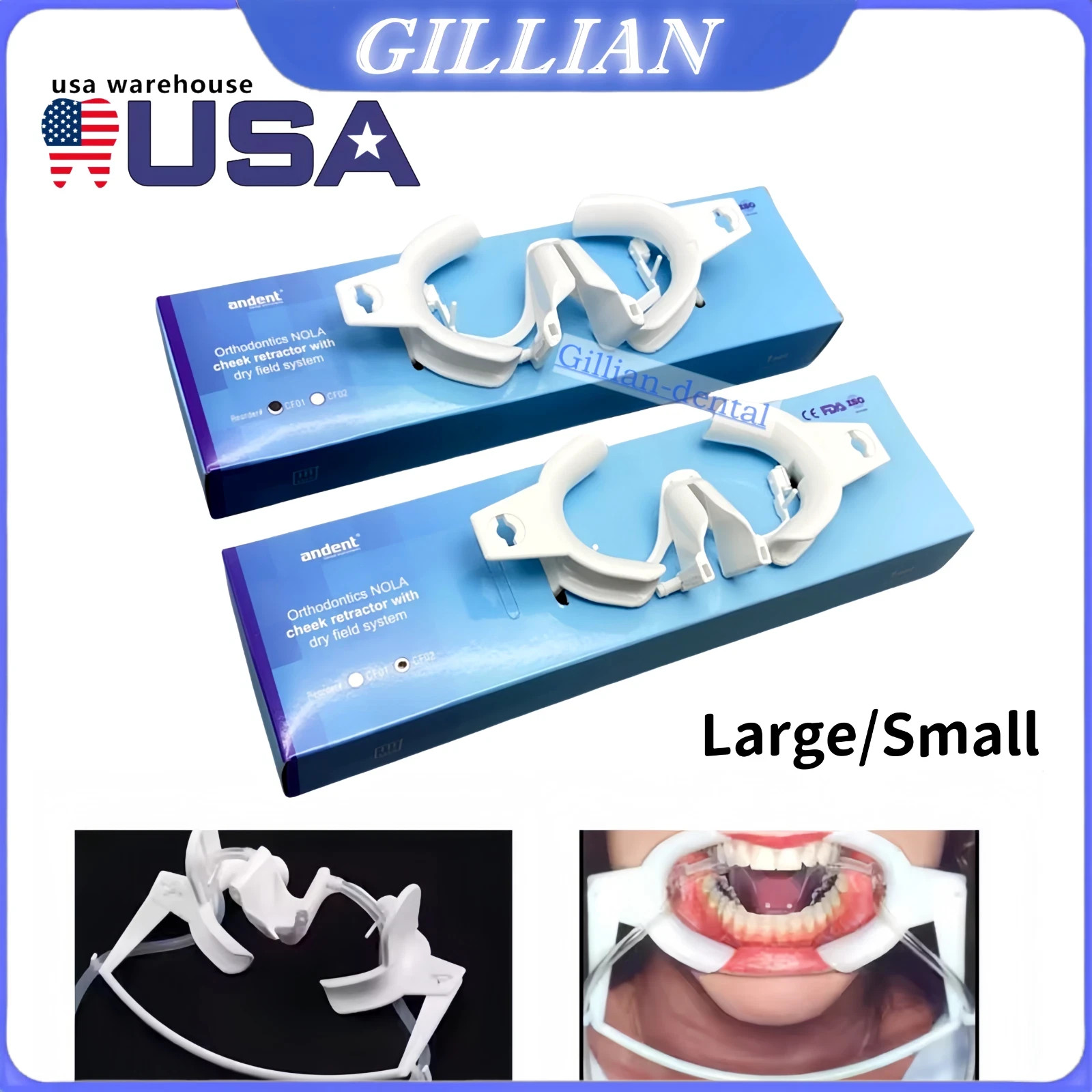 Dental Ortho Nola Dry Field System Cheek Retractor Lips Mouth Opener Large/Small
