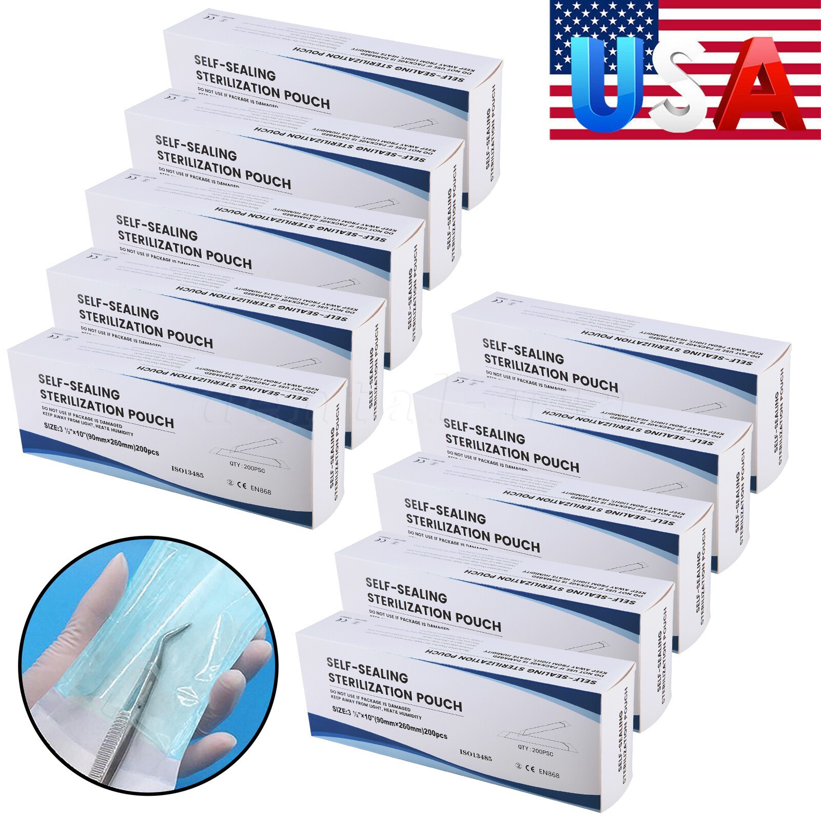 200-7000 Sterilization Pouches 3.5 ” x 10 ” Dental Medical Self Seal Pouch Bag
