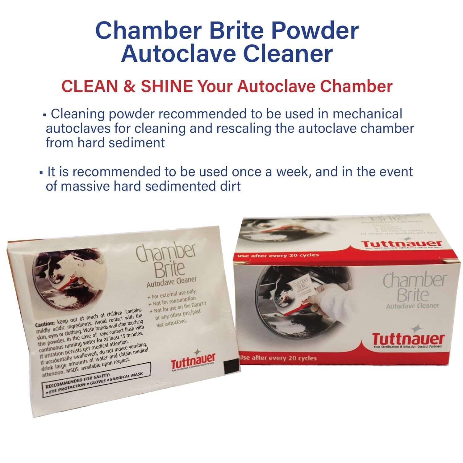 TUTTNAUER CHAMBER BRITE POWDER AUTOCLAVE CLEANER (1 BOX – PACK OF 10)