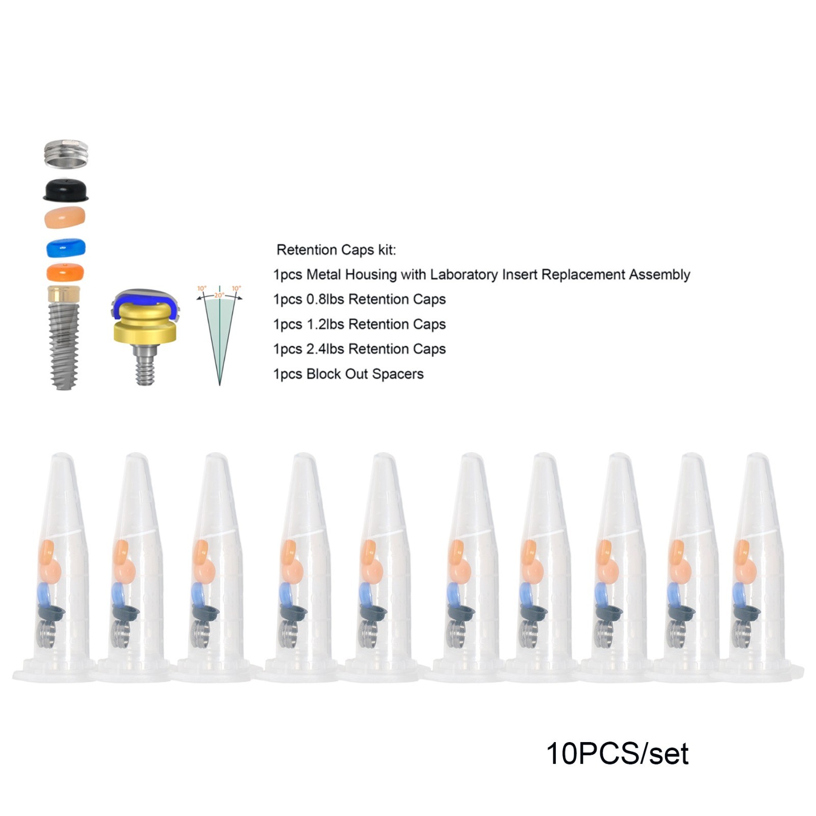 10Pcs US Dental attachment Zest Locator system standard Male Cap Inserts fit for
