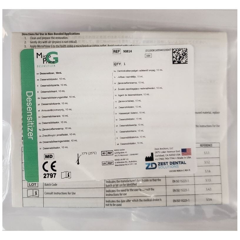 *1-Pack* Zest Dental Micro Prime G Desensitizing Agent 35% Hema 10 mL 90814