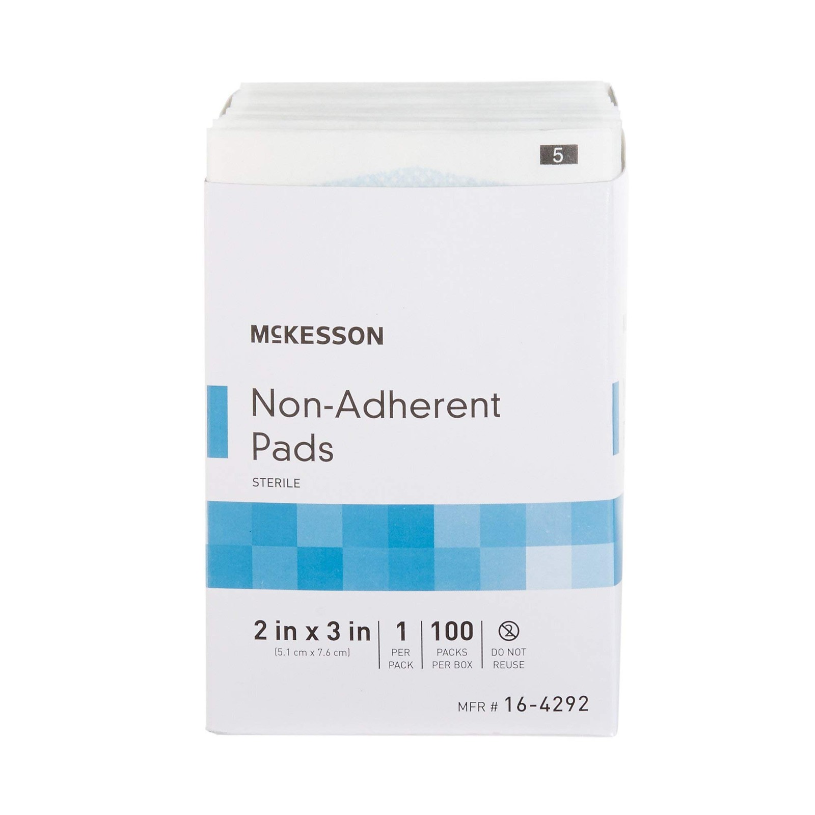 McKesson Non-Adherent Pads for Wounds, 2×3 Inch, 100 Count, White