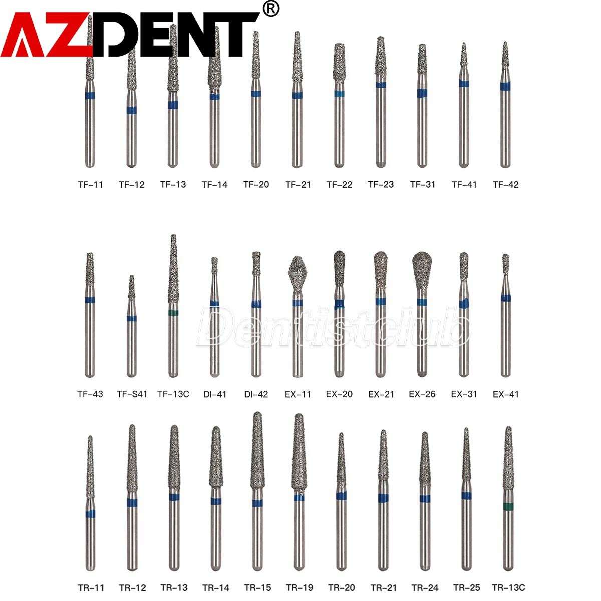 5 uds./1 paquete de fresas de diamante dental AZDENT para piezas de mano de alta