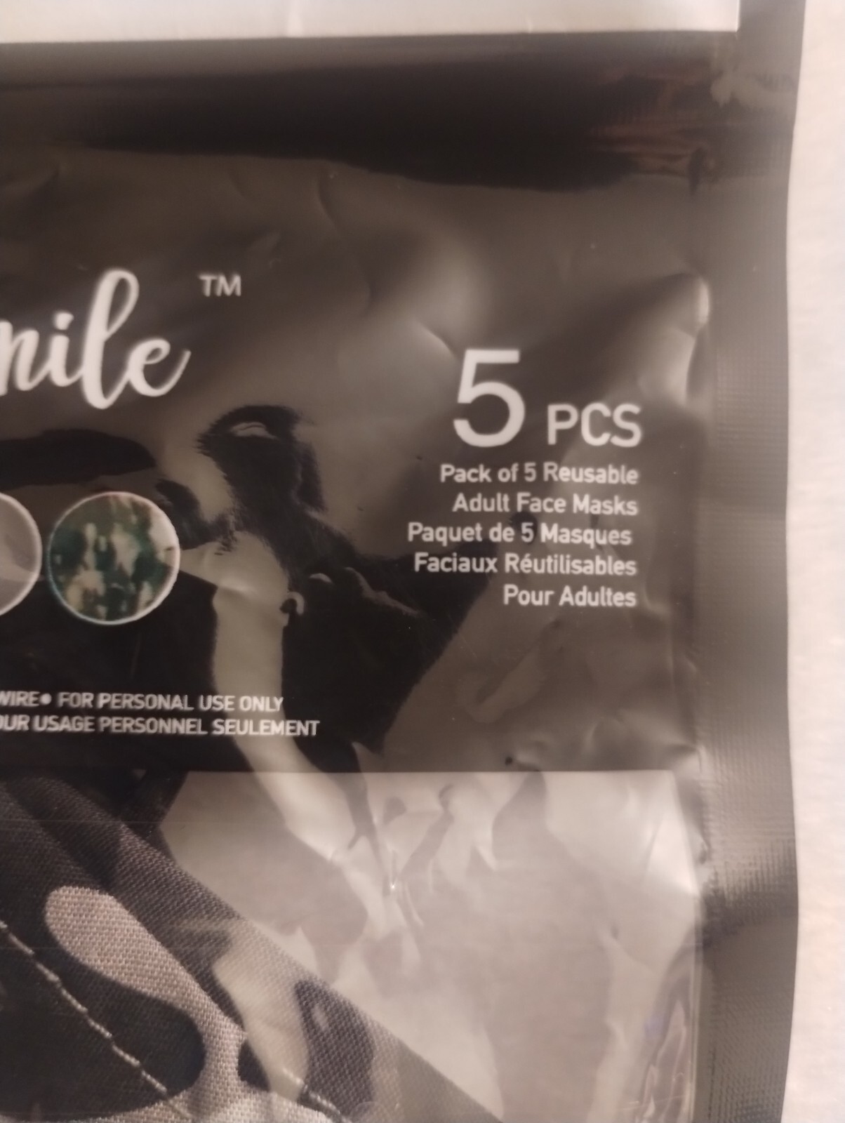 Safety Smile Reusable Face Masks qty#3 Non Medical Grade RED, BLACK & GREY CAMO