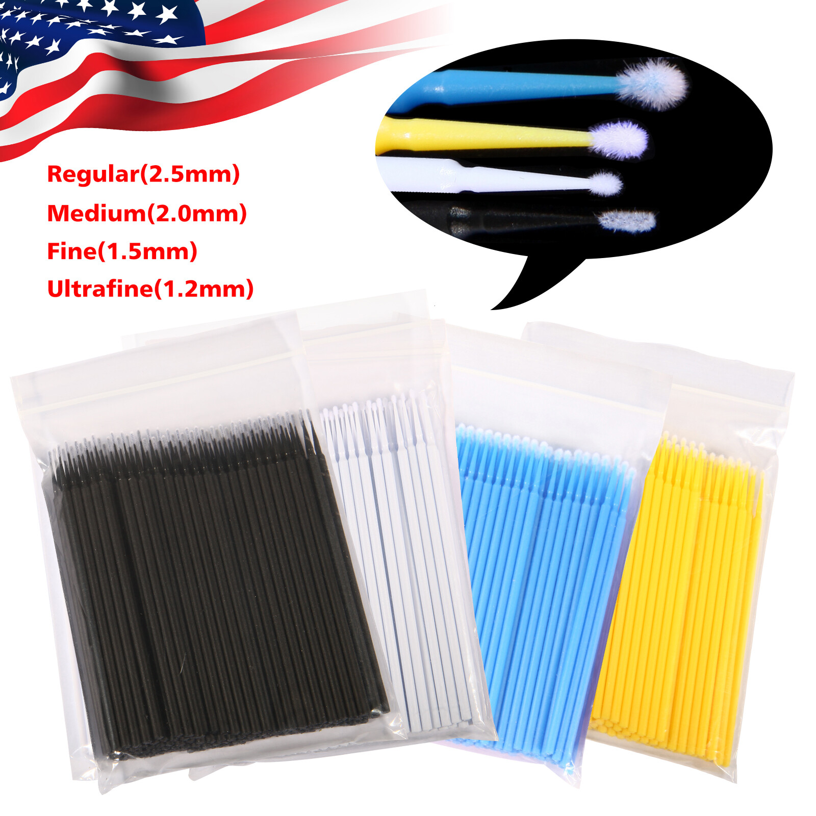 100-400pcs micro applicator micro brush Regular fine ultrafine dental beauty