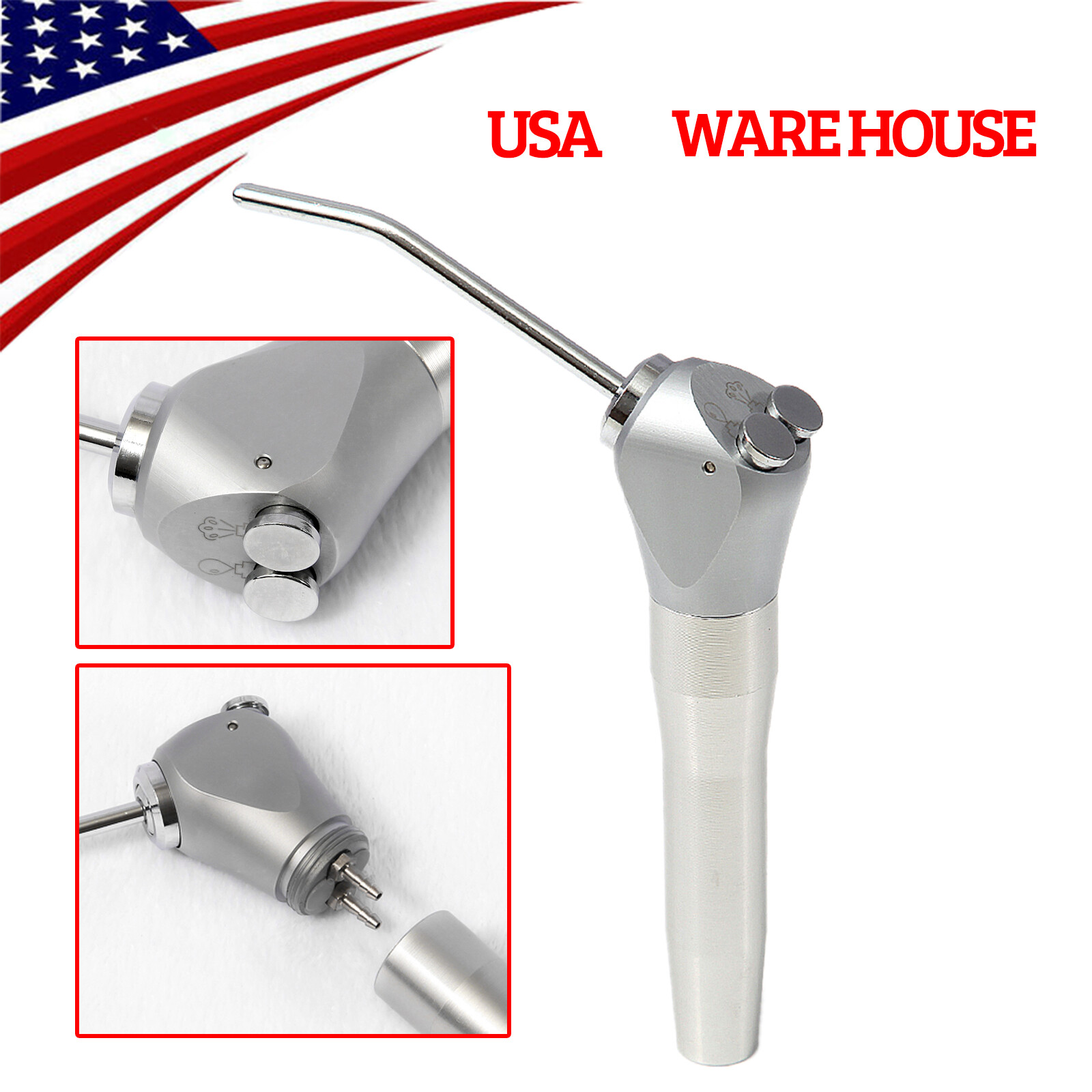 1-5Pcs Dental 3 Way Air Water Spray Triple Syringe Handpiece w/ 2 Nozzles Tips