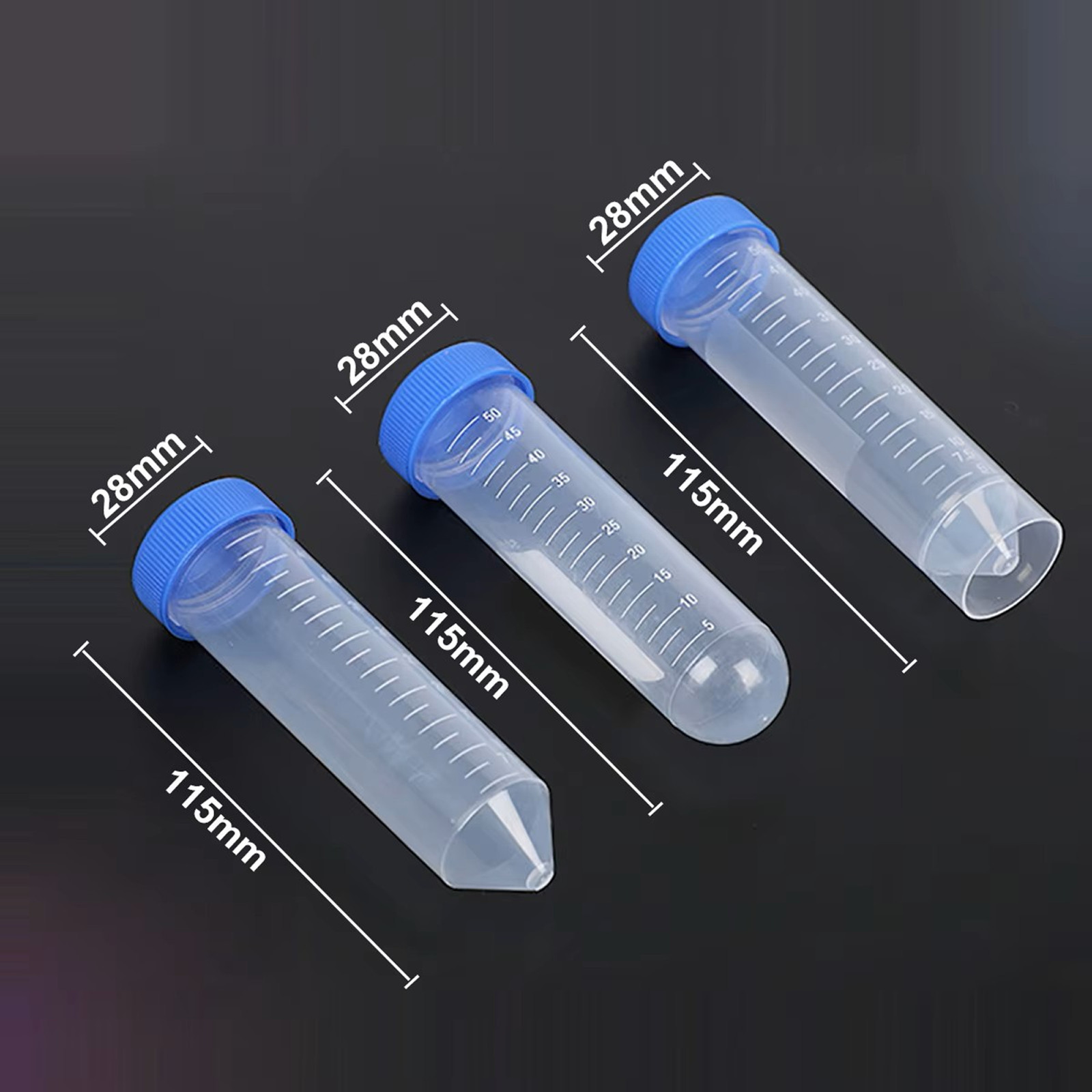 10PCS 50ml Centrifuge Tubes Screw Cap Flat/Round/Pointed Bottom Plastic