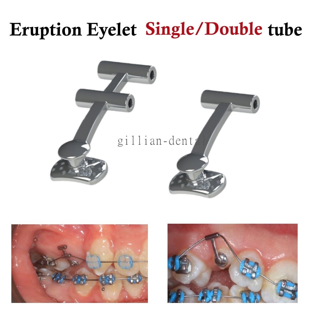 Dental Ortho Lingual Button with Tube Hole Base Tongue Side Buckle Single/Double