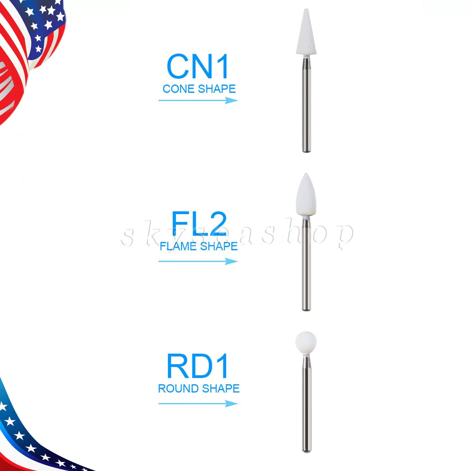 Dental White Stone Porcelain Resin Polishing Burs FG /Composite Finishing Burs