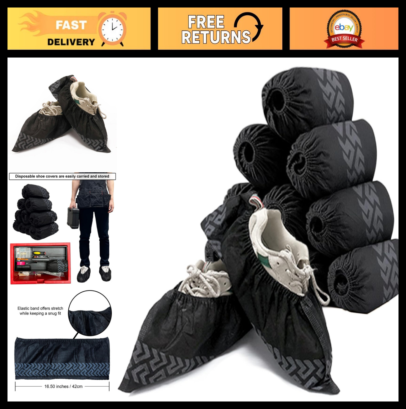 200 Pack Disposable Shoe Covers – Durable Non-Slip Booties for Indoor/Outdoor Us