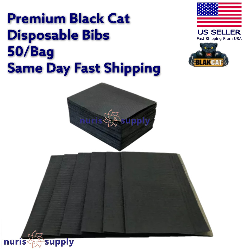 Black Bibs Dental Disposable Tattoo Piercing Surgical Medical Absorbent 50/Bag
