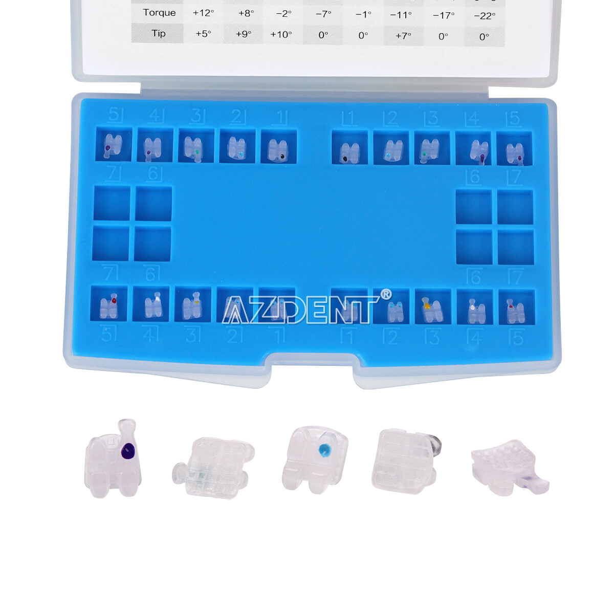 AZDENT Dental Ceramic Bracket Braces MBT/Roth.022/018 Hooks 3 4 5 20pcs/Kit