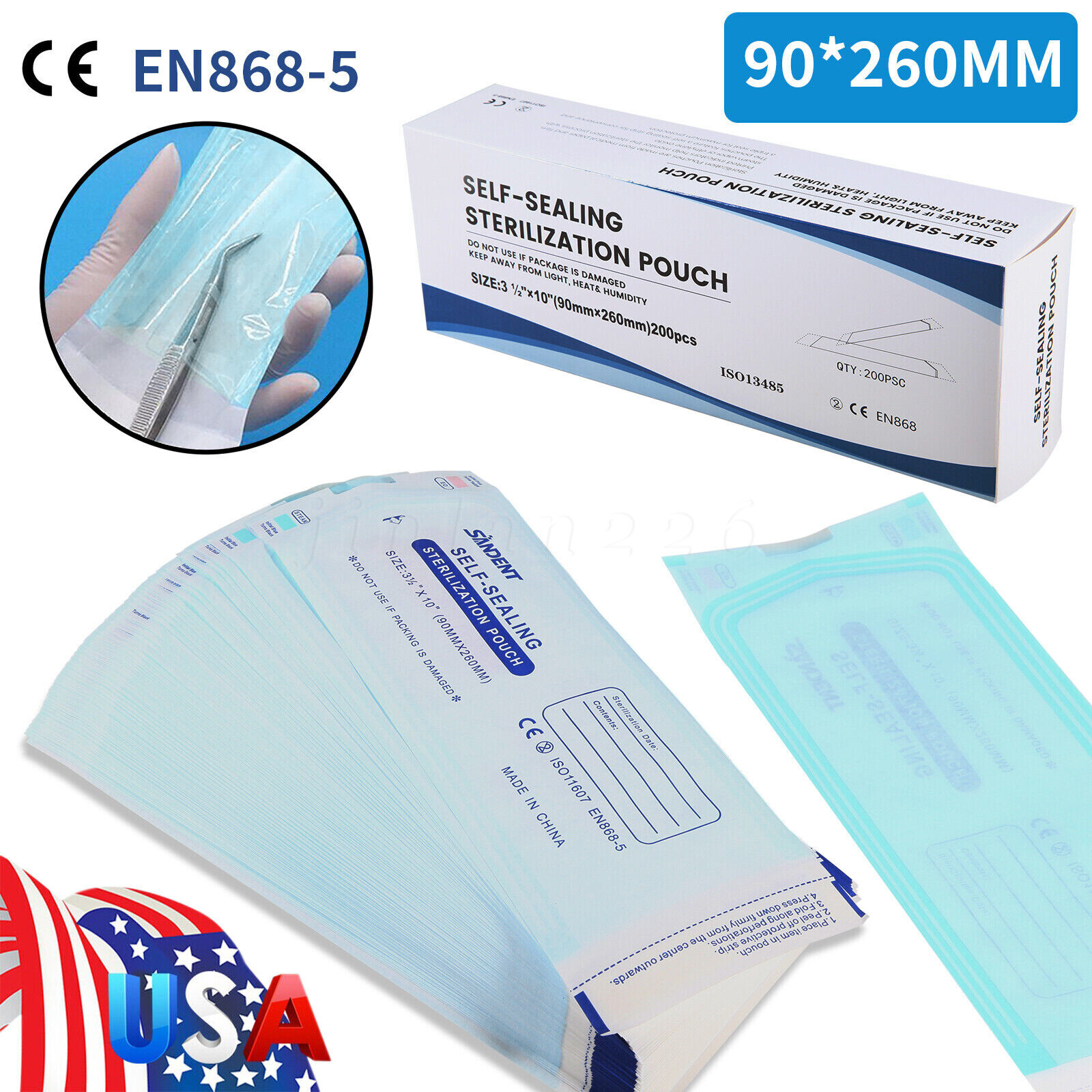 Self Sterilization Pouches Autoclave Sterilizer Bags Dental Medical Tattoo Nail