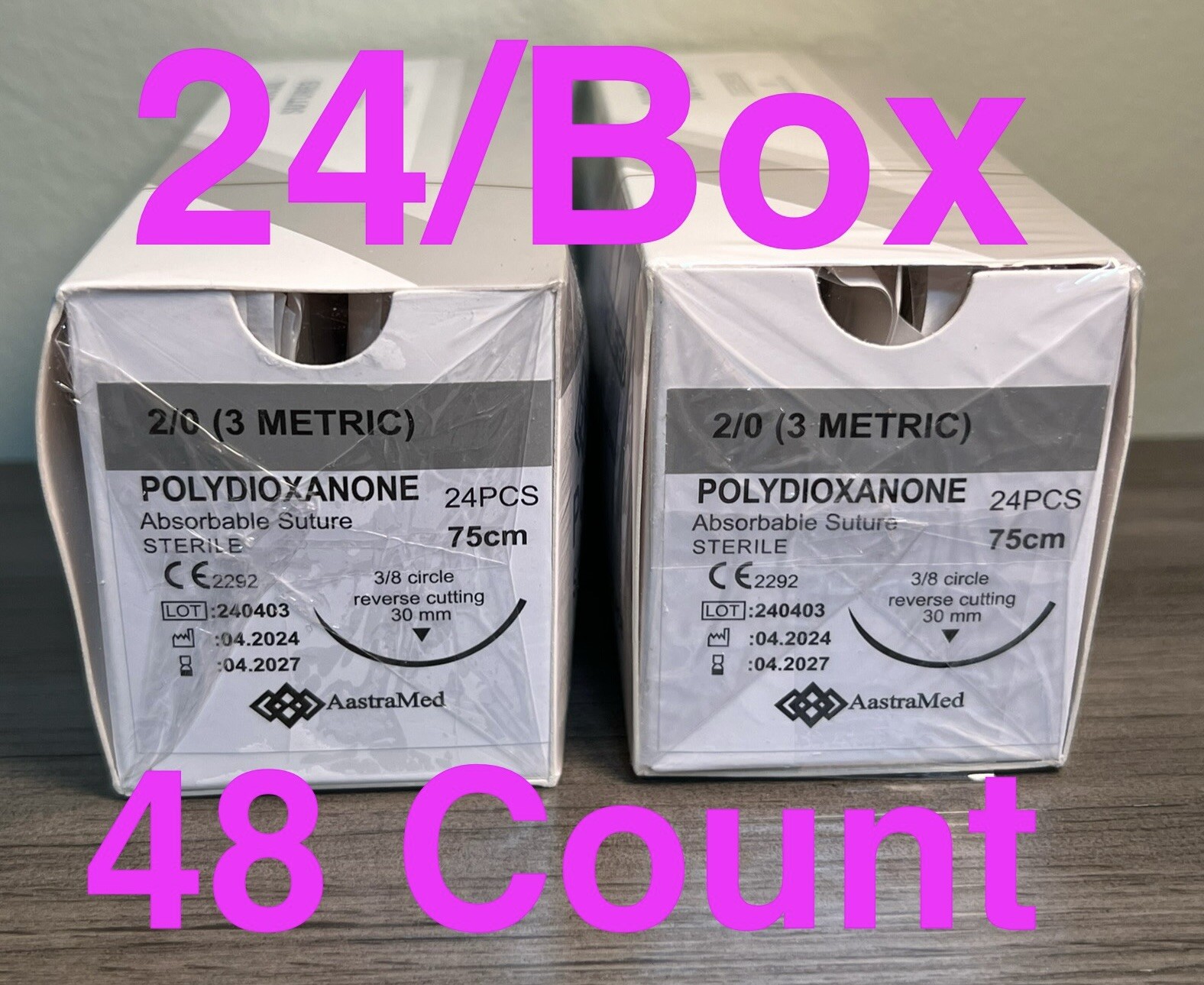 Veterinary Suture 2/0 PDS/PDO Dental Medical 48ct (2 Boxes) 30mm