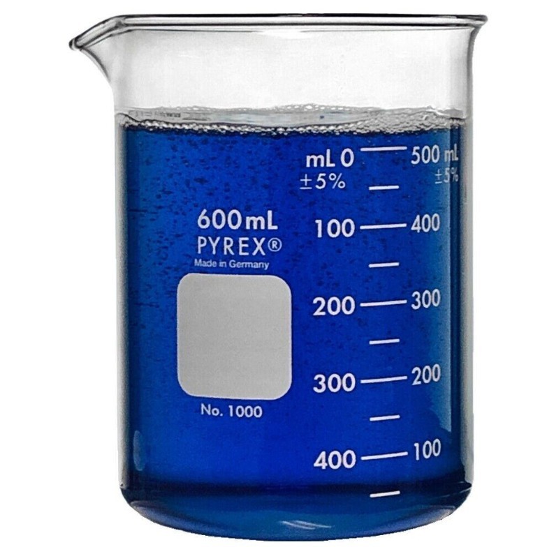 1003-600 Pyrex Heavy Duty Griffin Beaker 600mL Double Scale Graduated Pour Spout