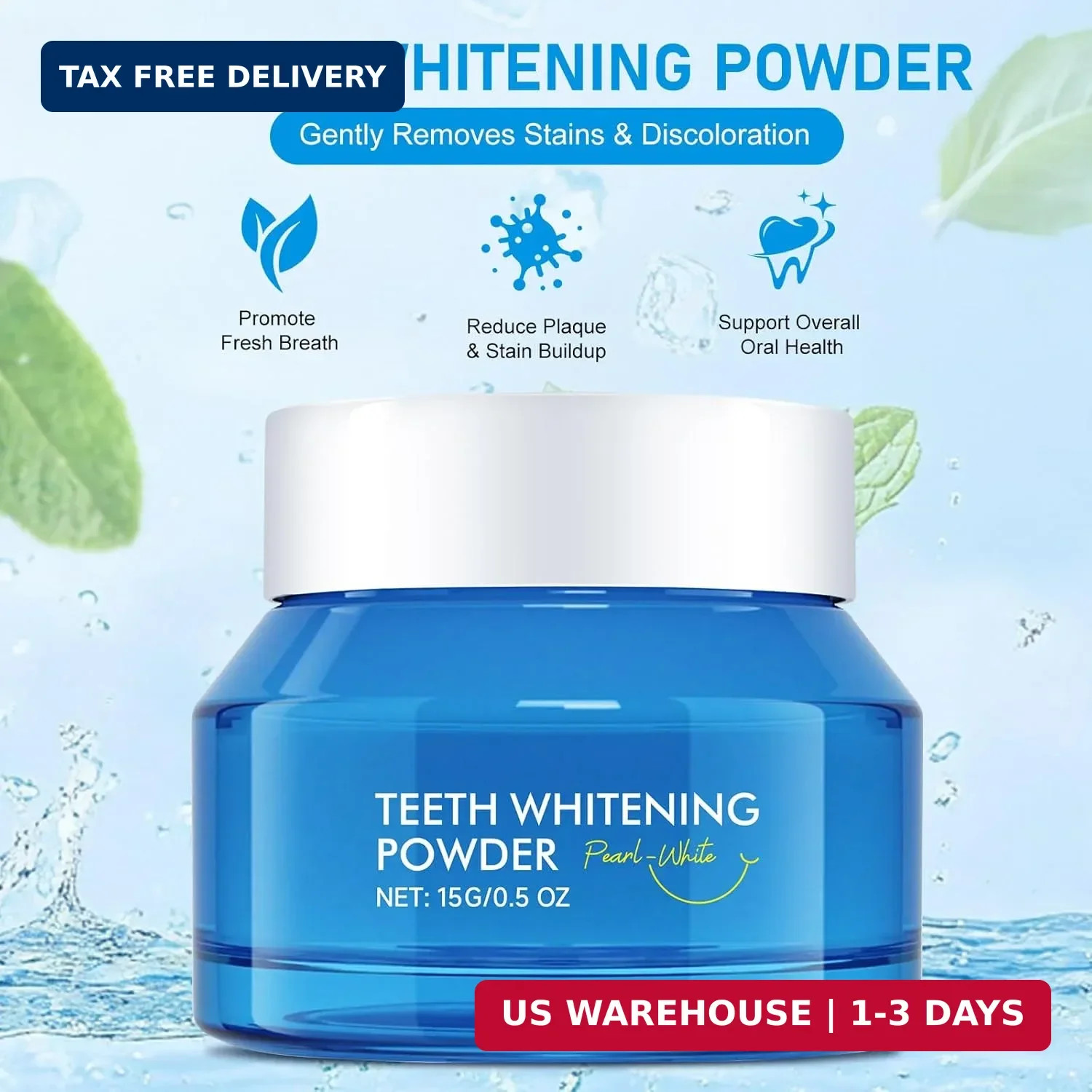 Purely WHITE DELUXE Teeth Whitening Powders,Instant Whitening and Stain Removal