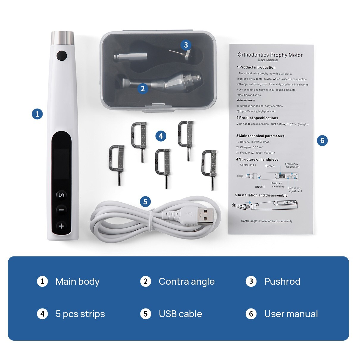 Dental Wireless Orthodontic Interproximal Stripping Handpiece+Strips /Brackets